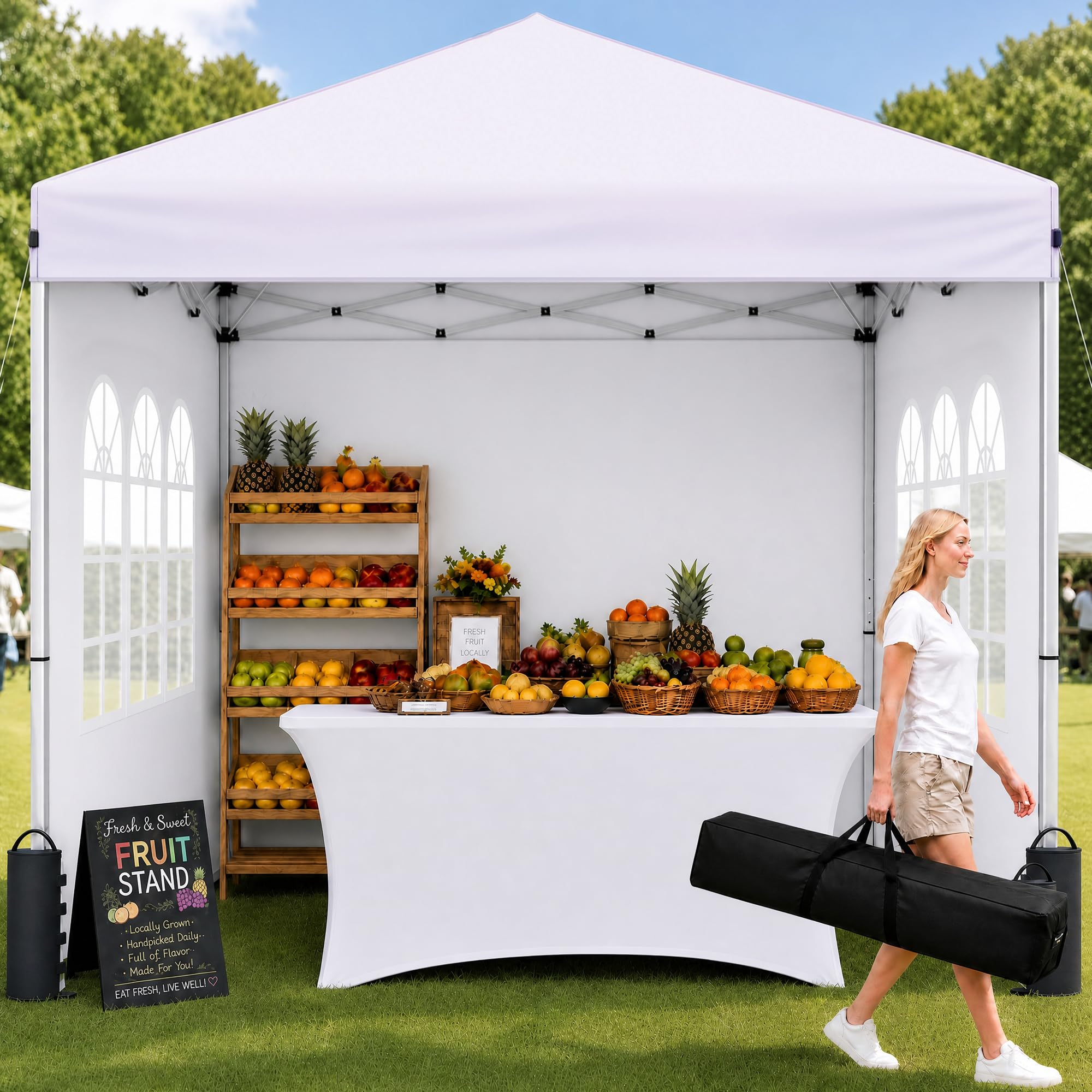 View 1 of 10x10 Pop Up Canopy Tent with Sidewall, Commercial, White