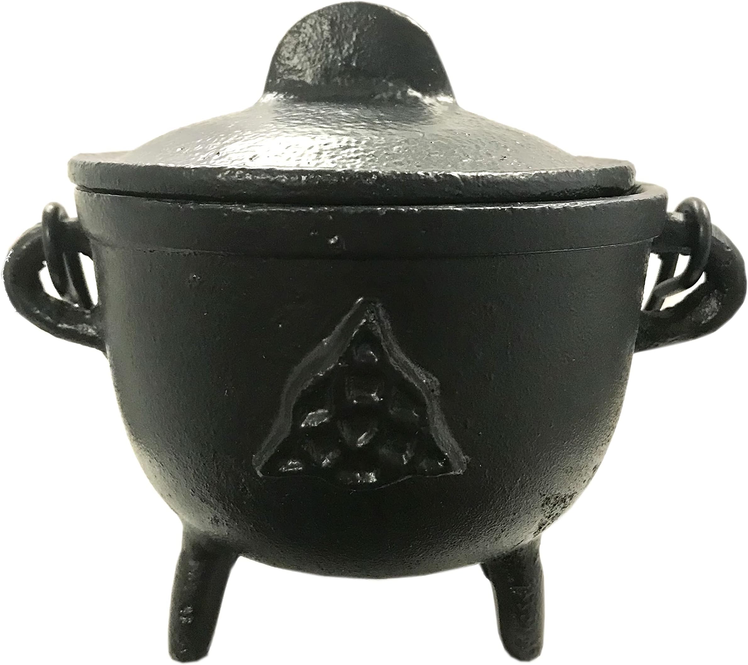Triquetra Cast Iron Cauldron with Lid, 4"