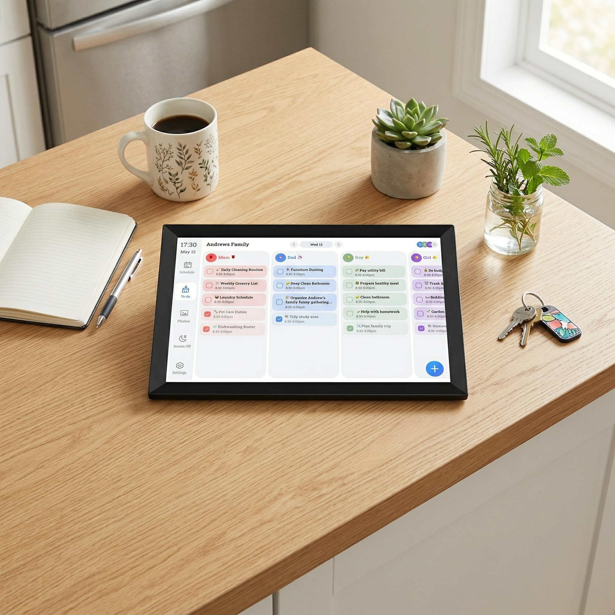 Fafeicy Calendario Digitale Touchscreen 10,1 Pollici HD Wi-Fi Pianificatore Familiare Gestione Attività Giornaliere Cornice Fotografica Digitale Smart Organizzatore Quotidiano