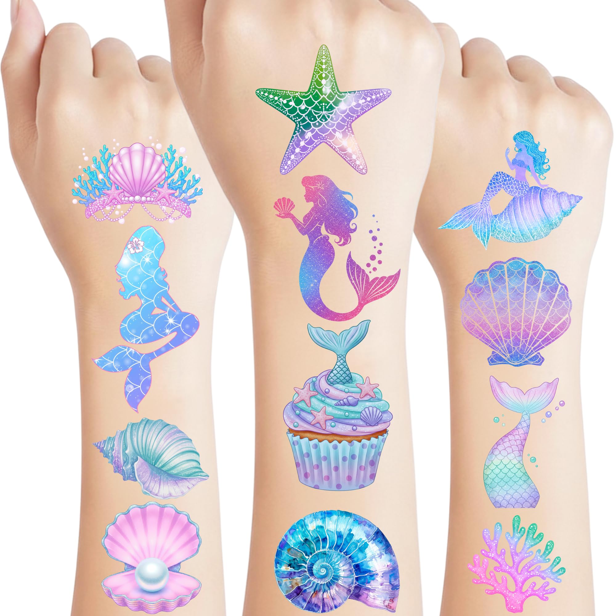 Mermaid Temporary Tattoos For Kids, Under The Sea Party Favors