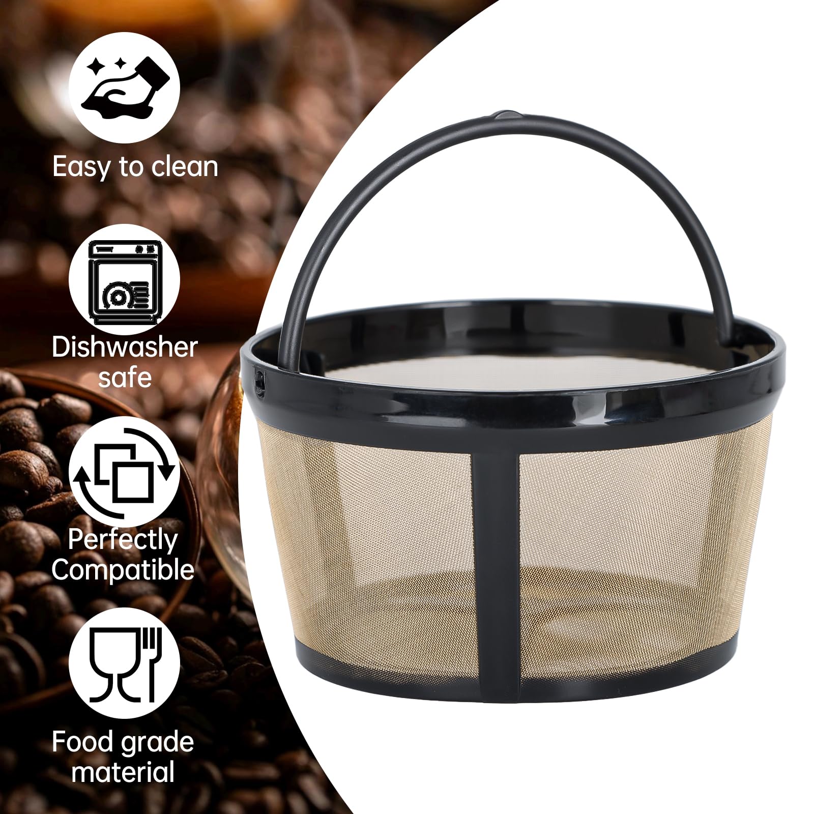 Wiederverwendbarer Kaffeefilter für 5 Tassen, kompatibel mit Mr Coffee Maker, passend für Mr Coffee 4 Tassen-Filter, permanenter Kaffeefilterkorb für Black and Decker und die meisten