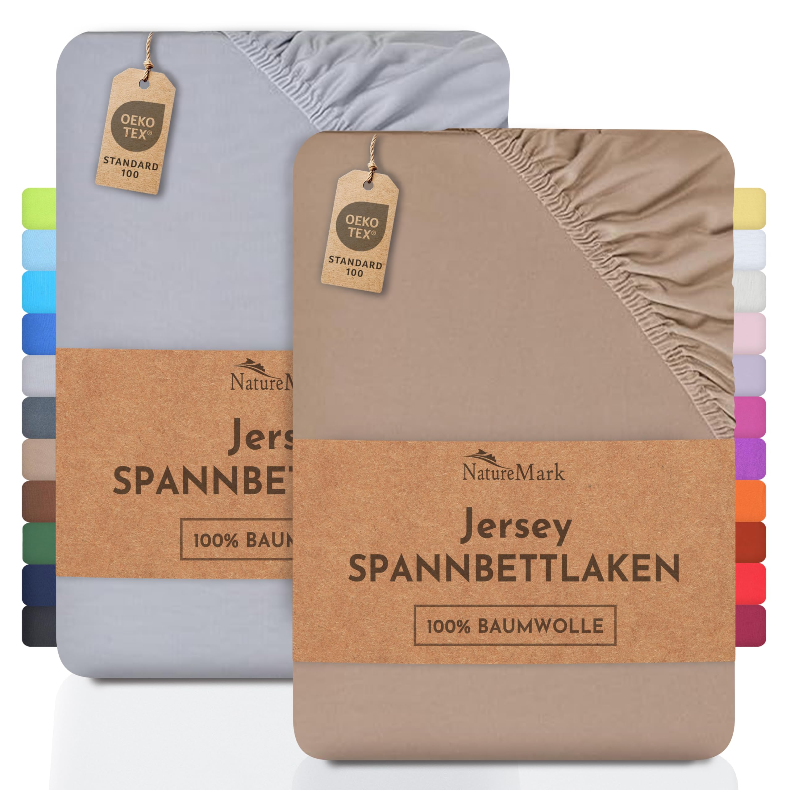 2 Jersey Spannbettlaken Spannbetttuch Baumwolle Qualität Ökotex Standard 100