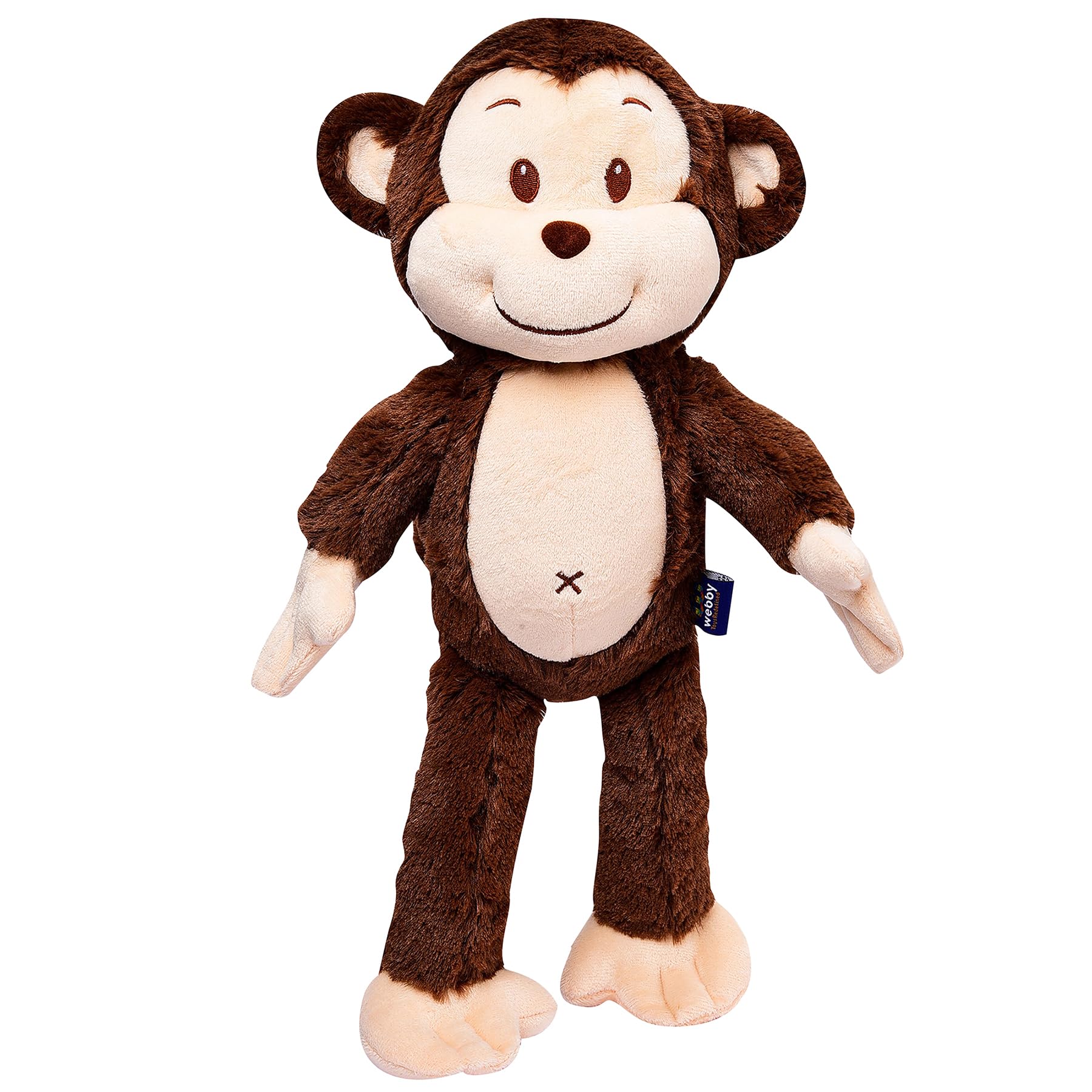 Webby Plush Smiling Monkey Stuffed Animal Soft Toy, Adorable Gifts for Kids and Adult, 35 CM (Dark Brown)-image-39