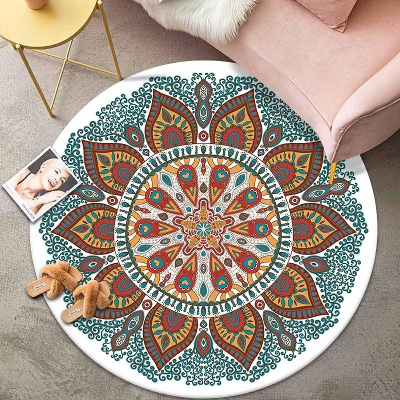 Tapis pour chambre à coucher shaggy rond 200cm au tissage premium bohème multicolore