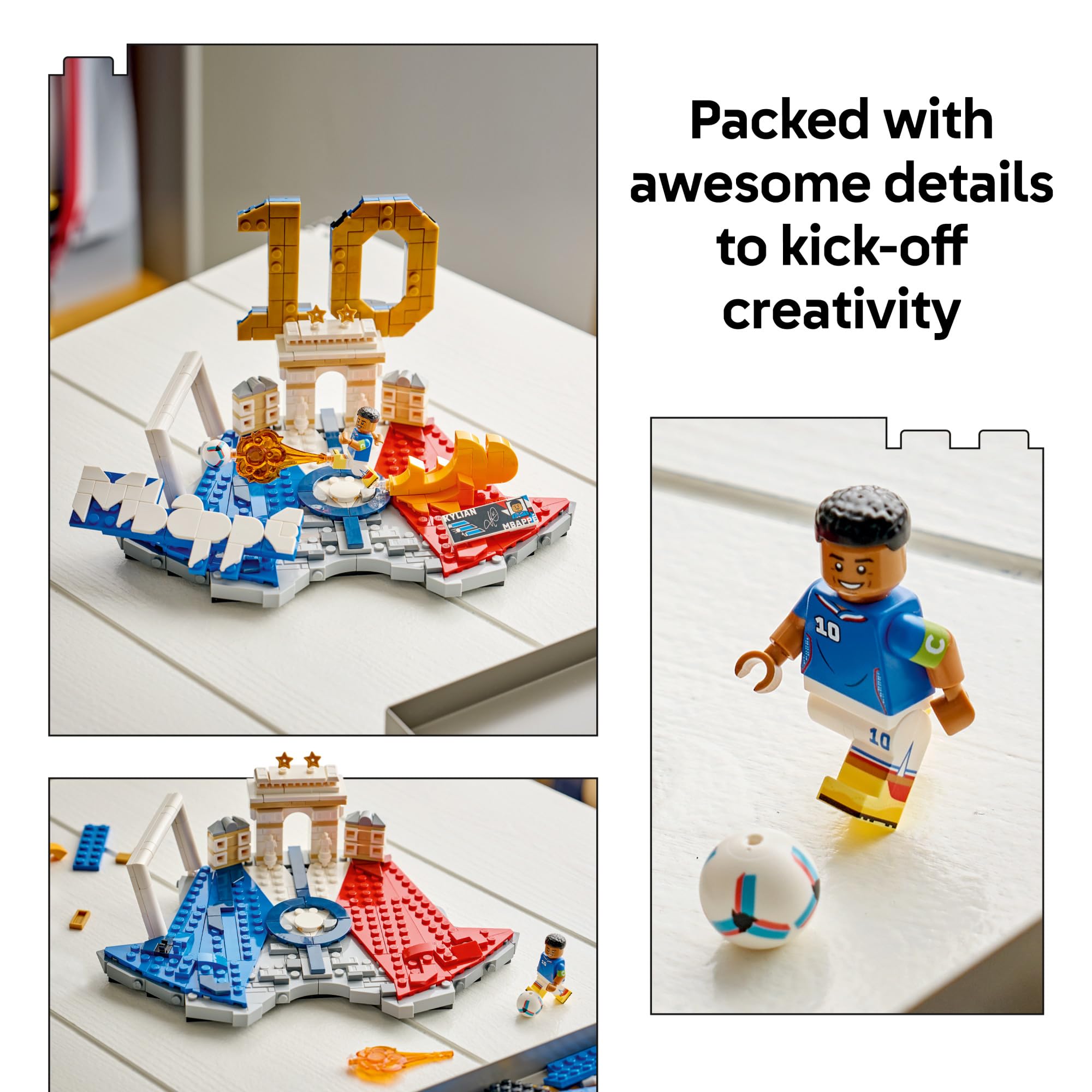 Amazon.com: LEGO Editions Kylian Mbappé – Soccer Highlights - Building Set  for Boys & Girls, Ages 10+ - Collectible Soccer Gift with Plaque - Kids  Bedroom or Shelf Decor - 43013 : Toys & Games