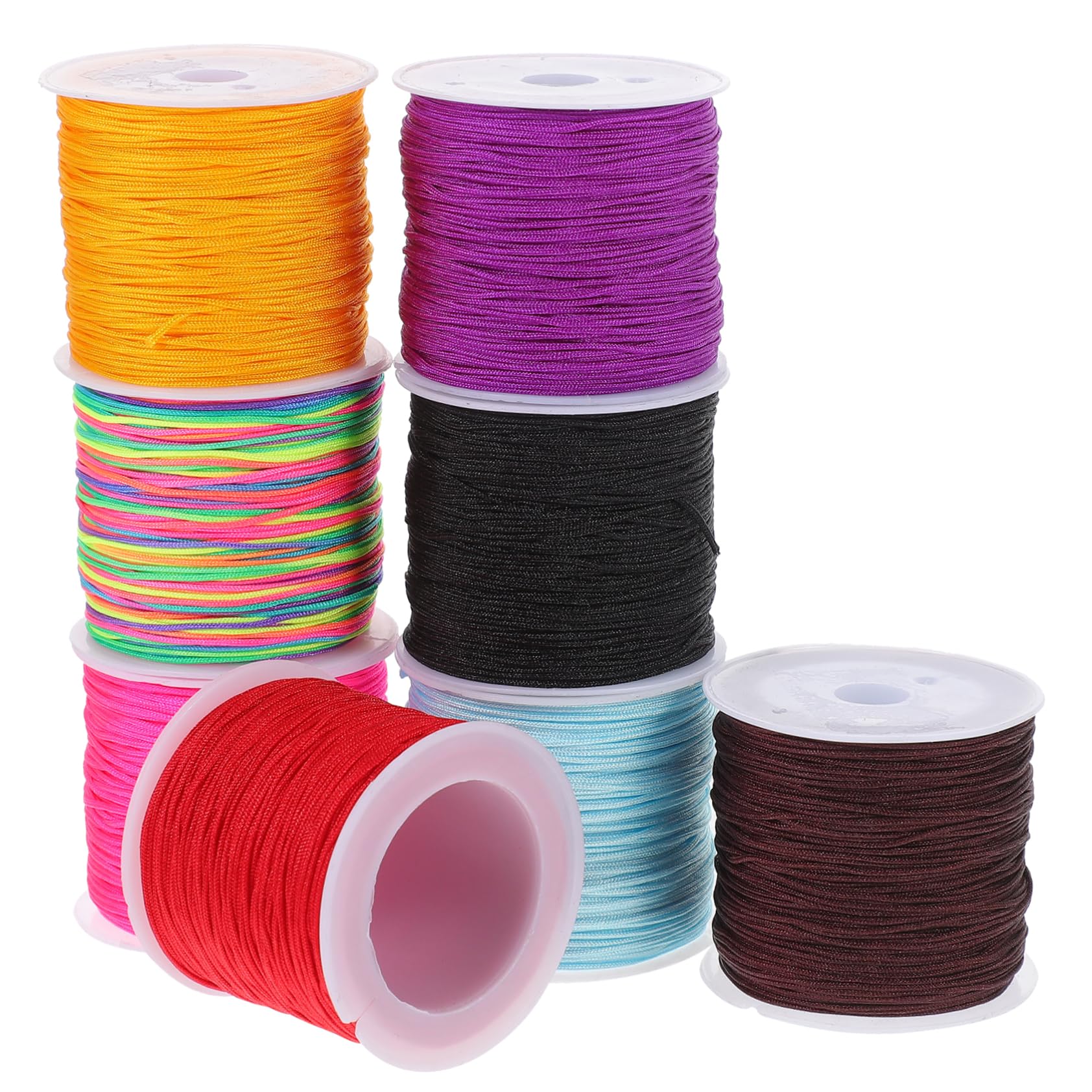 SHINEOFI Cuerda Trenzada Keyring Hilo De Tejer De Colores Hilo De Ganchillo para Tejer Hilo De Ganchillo Bricolaje Hilo Grueso para Tejer Hilo De Tejer Grueso Nylon 8 Rollos*4