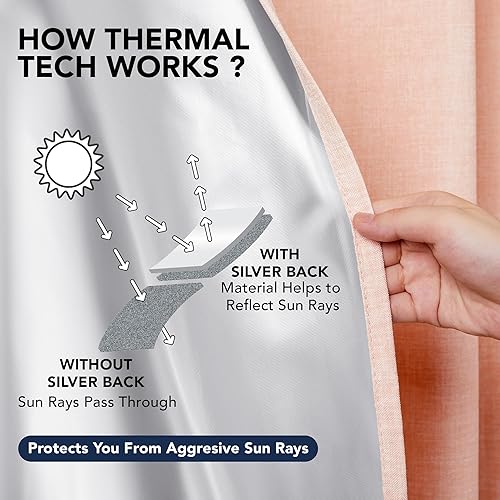 Miniatura 3 de Deconovo Cortinas ligeras de lino para sala de estar de niños de 84 pulgadas de largo, juego de 2 paneles de cortinas de lino con aislamiento