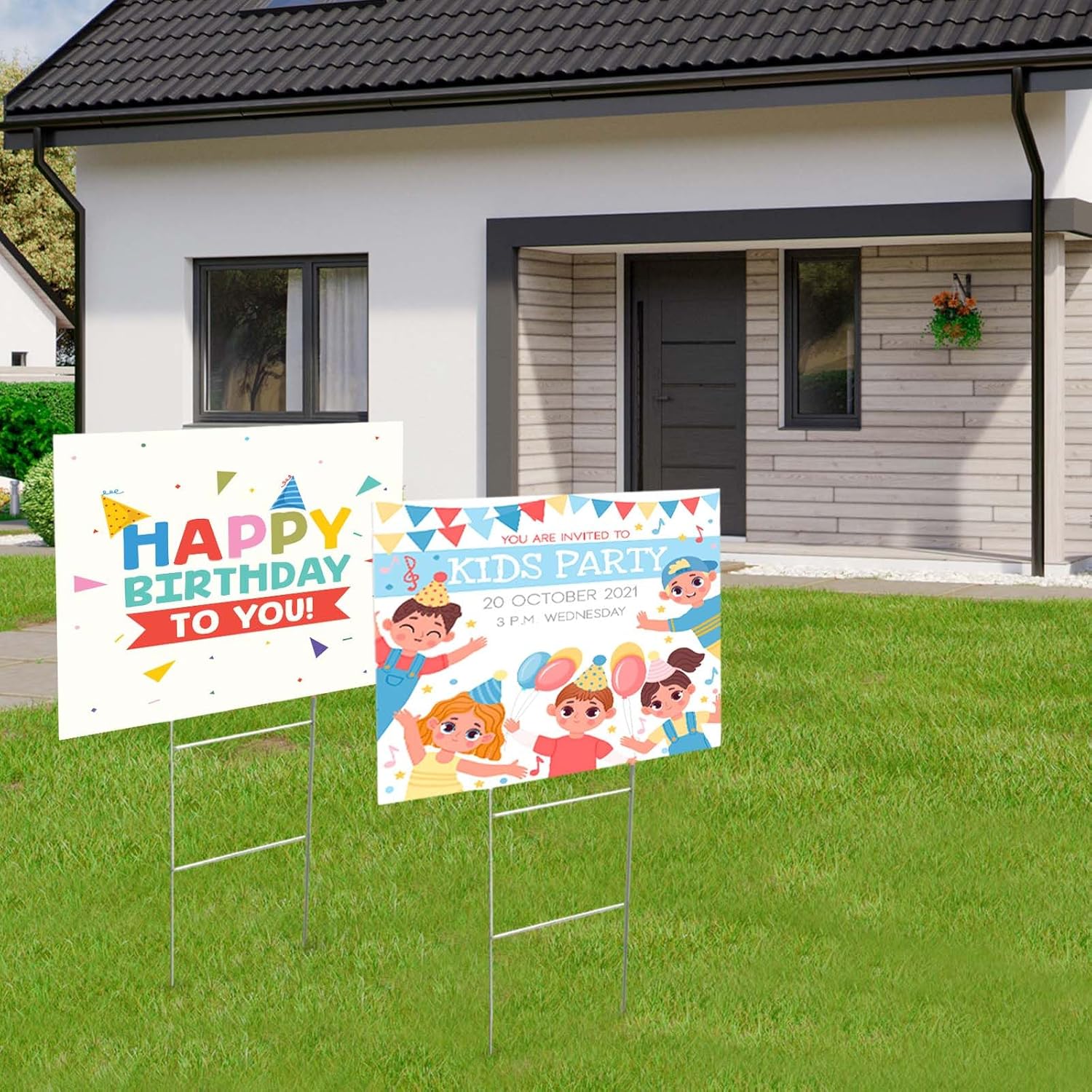 20 Pack 17 x 12 Inches Blank Yard Signs with Heavy Duty Metal H-Stakes, White DIY Corrugated Plastic Signs for Sale/Warning/Party