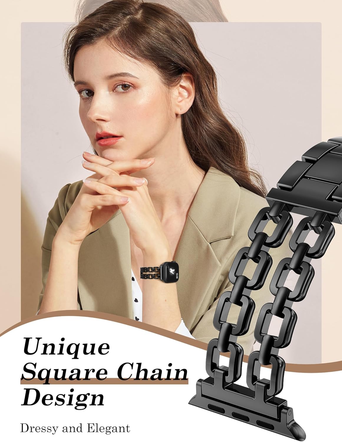 Wearlizer Compatible with Apple Watch Bands 41/40/38/44/45/46/49/42mm Women, Dressy Fancy Metal Chain Pretty Strap Designer Gold Silver Bracelet for iWatch Series 11 10 9 8 7 6 5 4 3 SE/Ultra 3 2 1 - Image 2