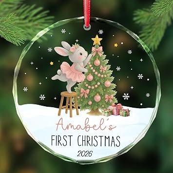 Babys First Christmas Ornament 2026 - Custom First Christmas Ornament for Kids, Baby Boy, Baby Girl - My Very First Christmas Babies Newborn Gifts