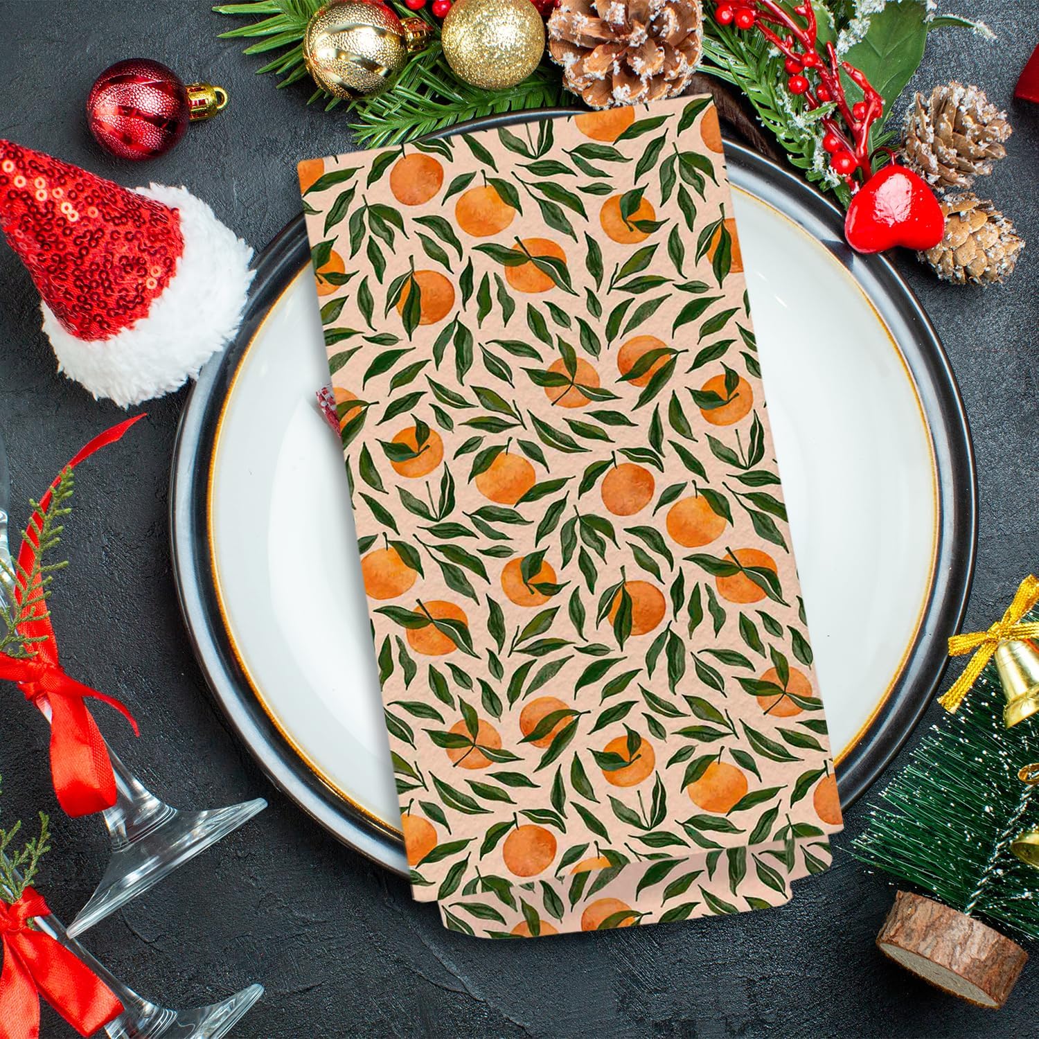Citrus Fruit Orange Summer Kitchen Towels 16x24 Inch, Fruit Kitchen Decor, Farmhouse Citrus Orange Decorative Hand Dish Tea Towels for Kitchen Bathroom