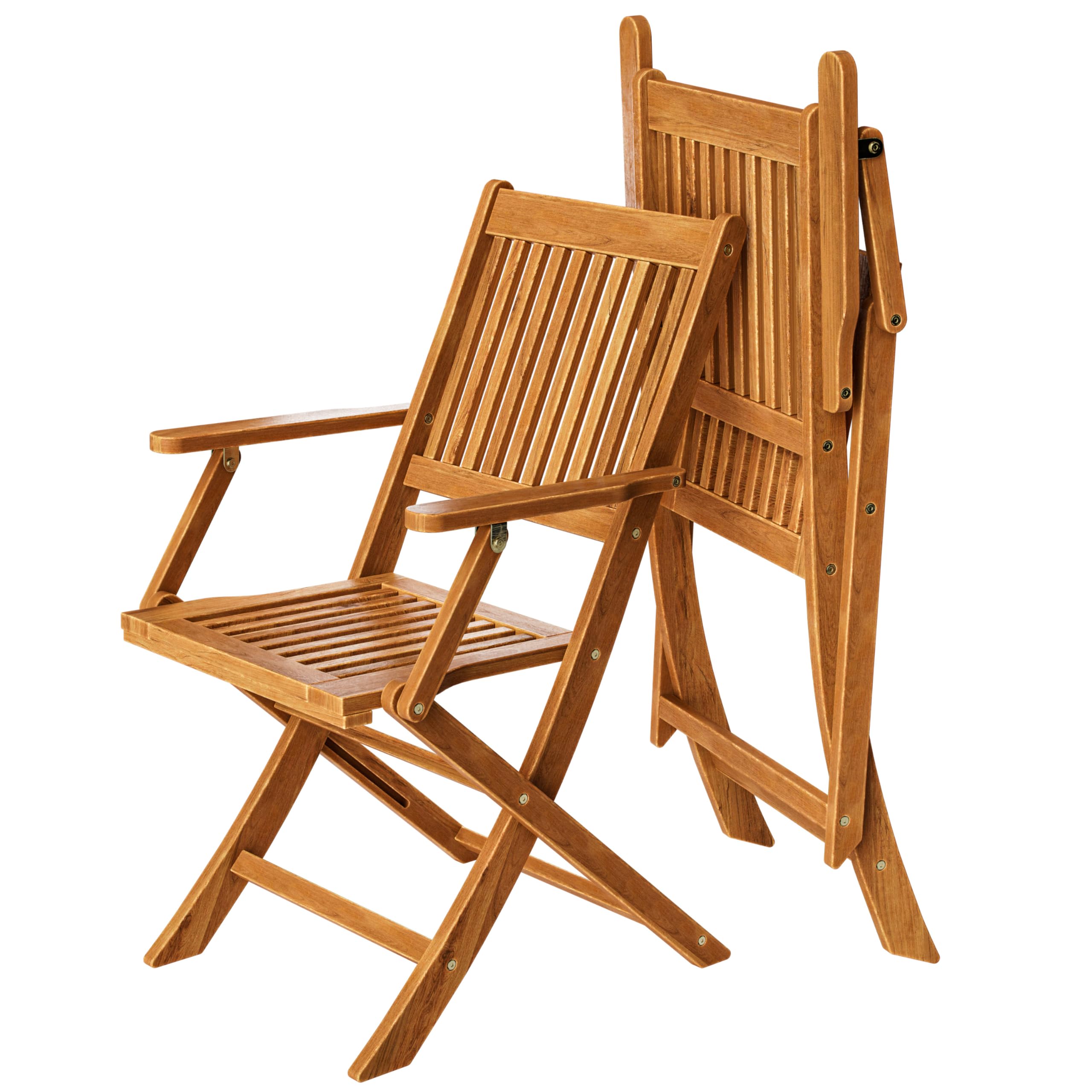 Deuba 2 Sedie da Giardino Sydney Set Pranzo Pieghevoli Legno di Acacia braccioli Certificazione FSC
