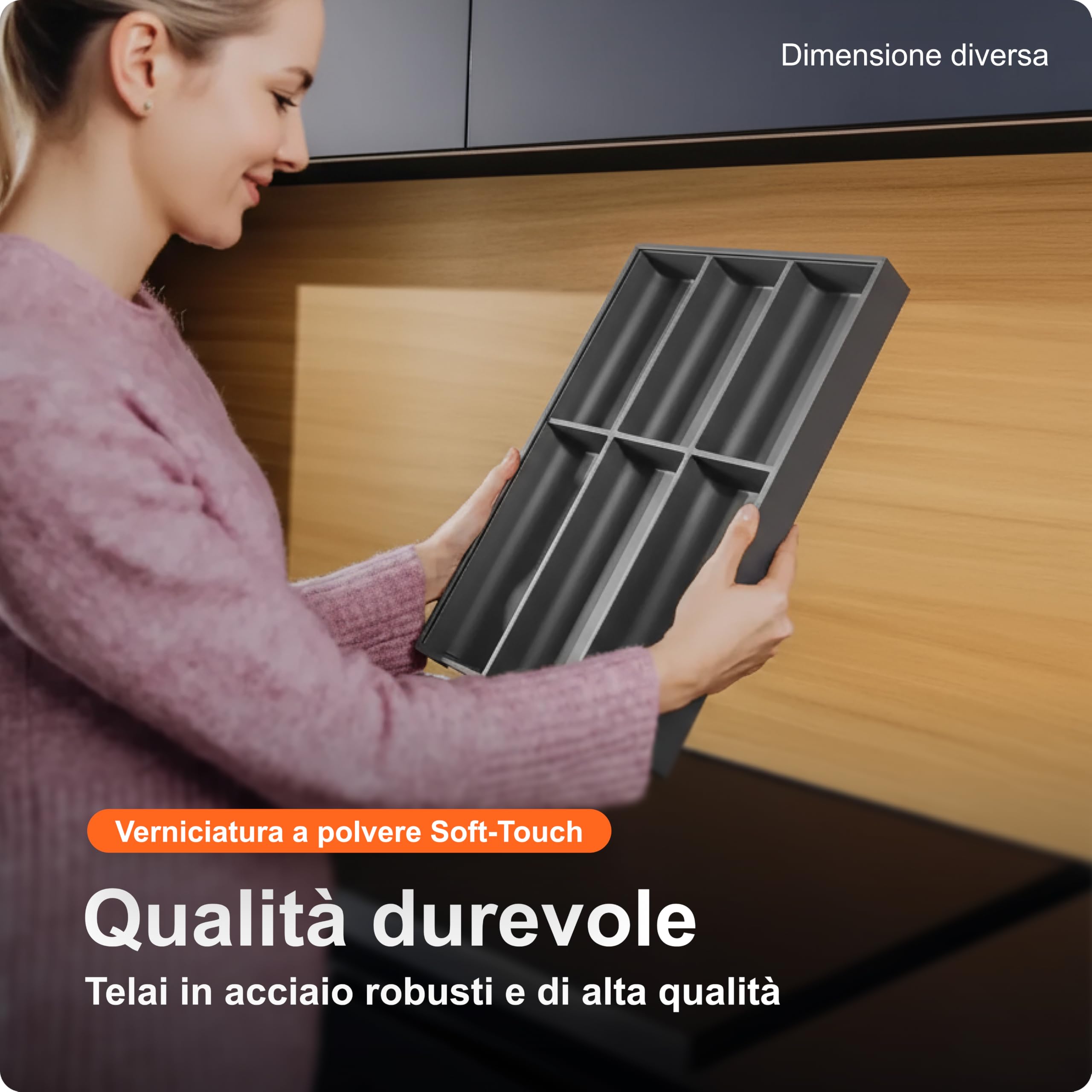 blum AMBIA-LINE portaposate Soft-Touch | organizer cassetto premium per cassetti e mobili da cucina moderni | protegge, ordina e organizza posate e utensili | 42×30×5 cm | Grigio Orion