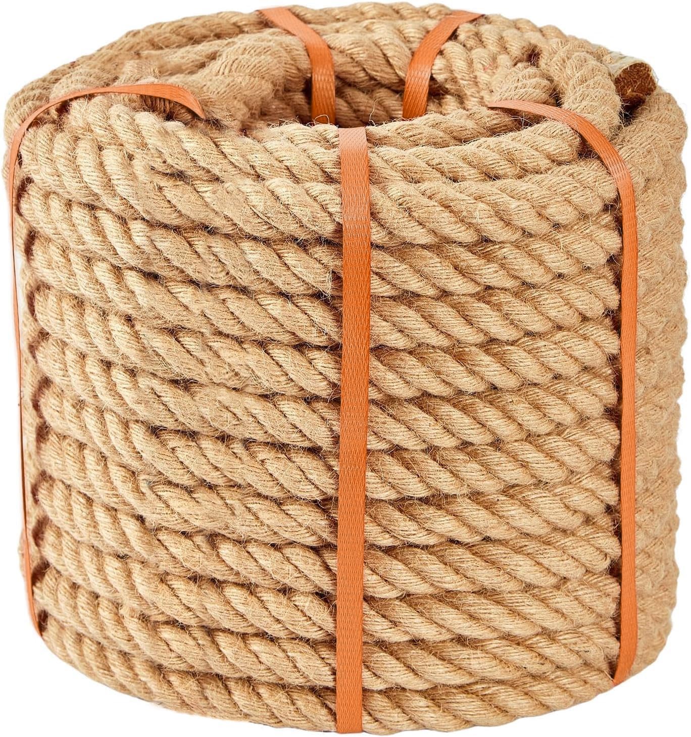 Jute Rope (1.5 in x 40 ft) 100% Natural Thick Hemp Rope Twisted Jute Rope 40 Feet 1.5 Inch 4 Ply Manila Rope Cord for Crafts, Cat Tree, Home Decorative Landscaping Hanging Swing Rope