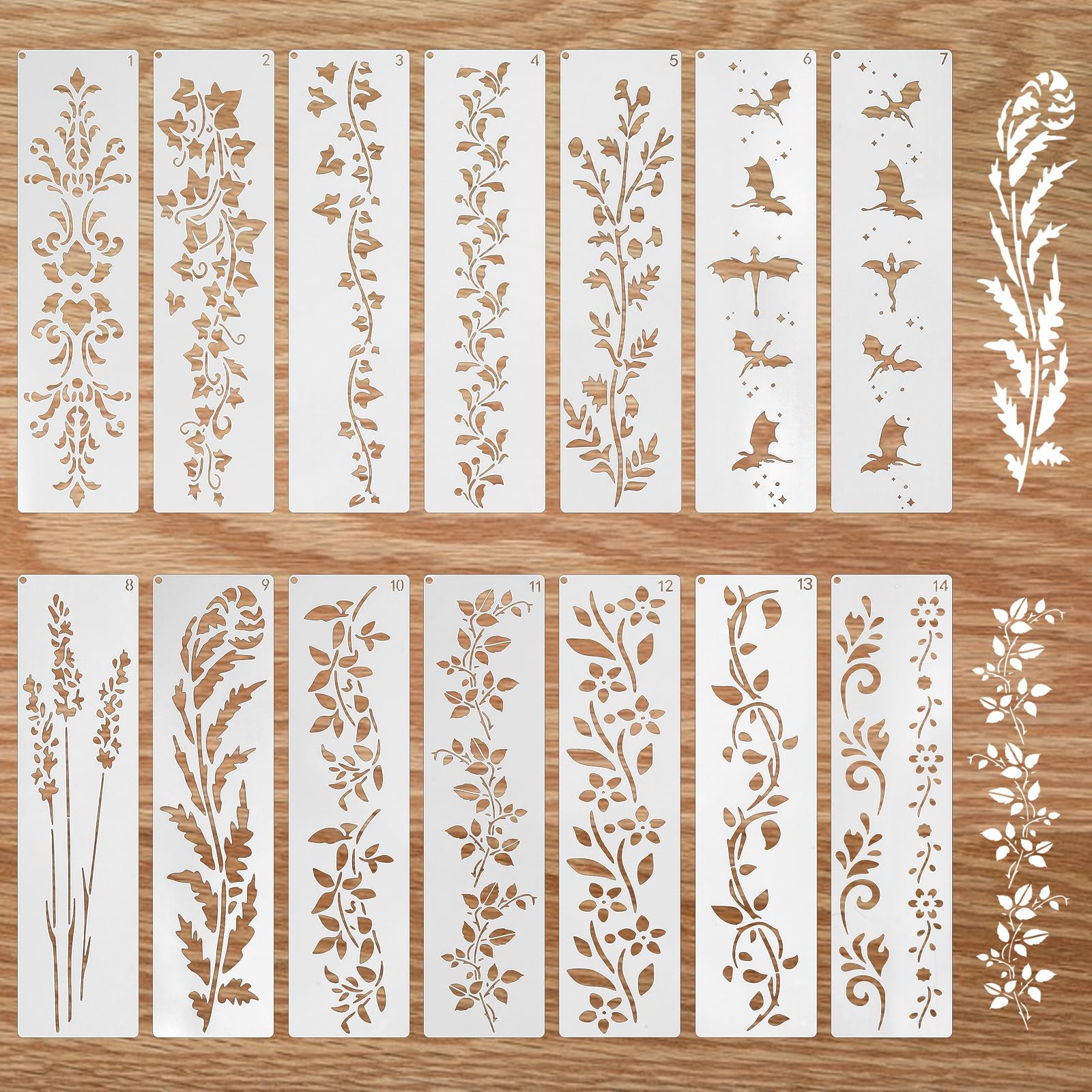 12 Pack Flower Stencils for Painting on Wood, Large Floral Stencils