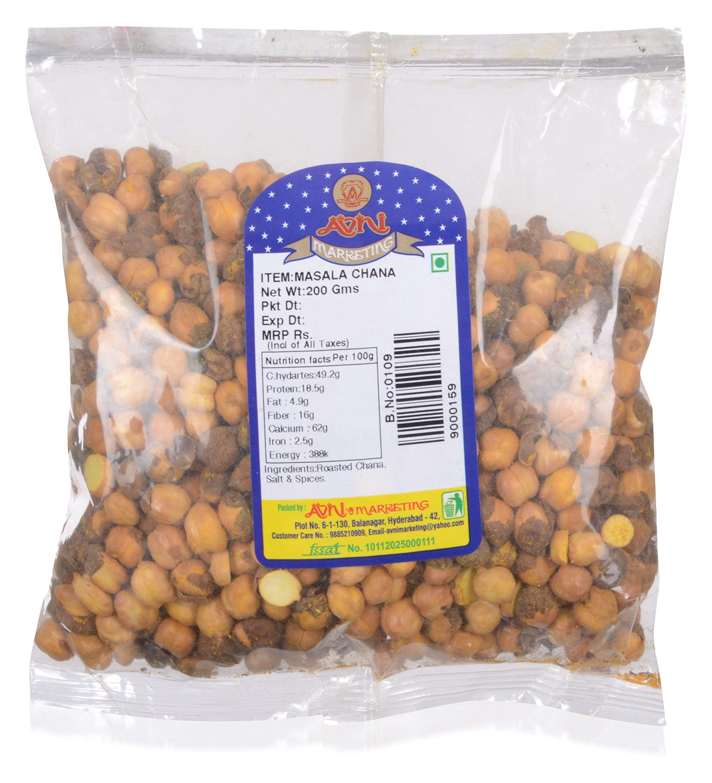 Avni Masala Chana | 100% Organic Roasted Channa | 200 Grams (Pack