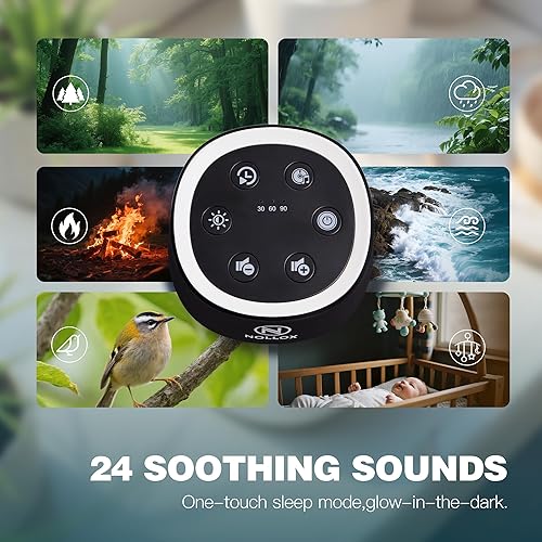 Miniatura 2 de Máquina de ruido blanco para bebés, niños y adultos - 24 sonidos relajantes, sensor de llanto, luz nocturna, recargable a través de tipo C