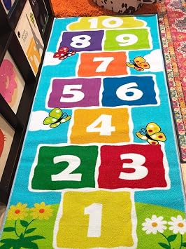 Hopscotch Rug Kids Rugs Classroom Rug Playroom Decor Non Slip Children's Carpet for Boys & Girls Best Shower Gift (70.8 x 26 inch)