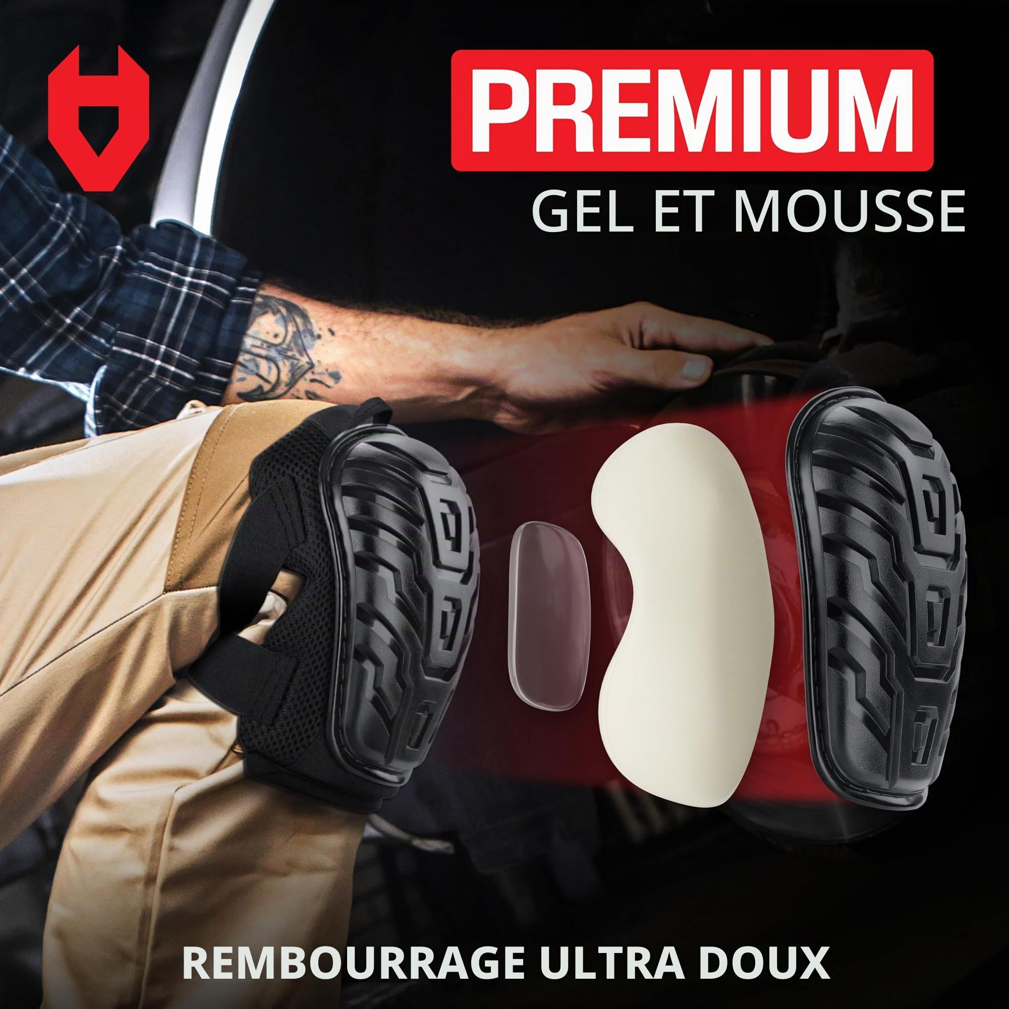 NoCry Genouillères professionnelles pour le travail, avec rembourrage en mousse robuste et coussin en gel confortable, double sangles solides et clips réglables faciles à fixer, pour hommes, femmes