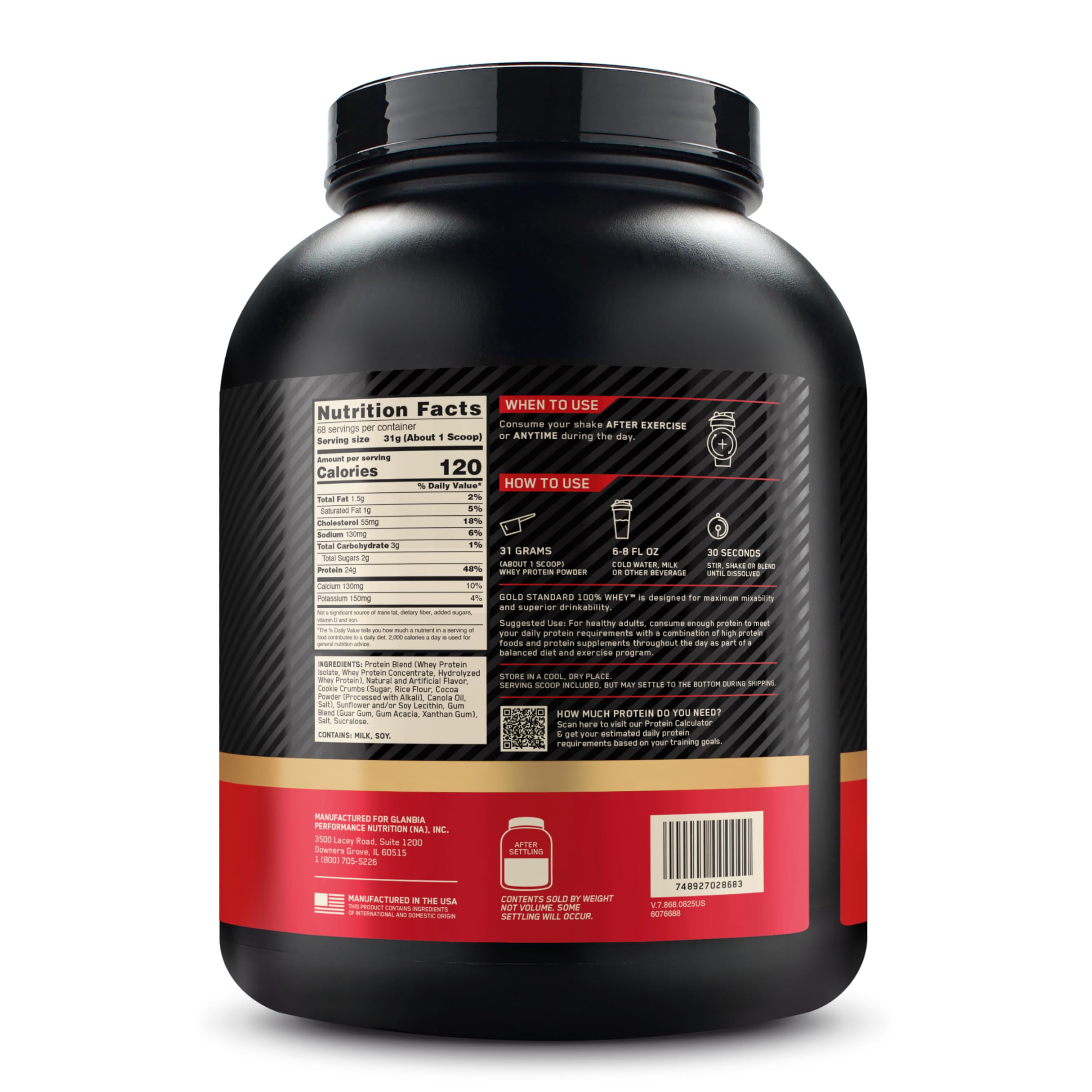 Optimum Nutrition Gold Standard Whey Protein Powder, Cookies & Cream, 5 LB — Amazon image 10