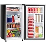 Sweetcrispy 3.2 Cu.Ft Mini Fridge with Freezer Small Refrigerator Single Door Adjustable Thermostat Energy-efficient Low Noise, Compact Fridge for Bedroom, Office, Dorm (Black)