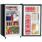 Sweetcrispy 3.2 Cu.Ft Mini Fridge with Freezer Small Refrigerator Single Door Adjustable Thermostat Energy-efficient Low Noise, Compact Fridge for Bedroom, Office, Dorm (Black)