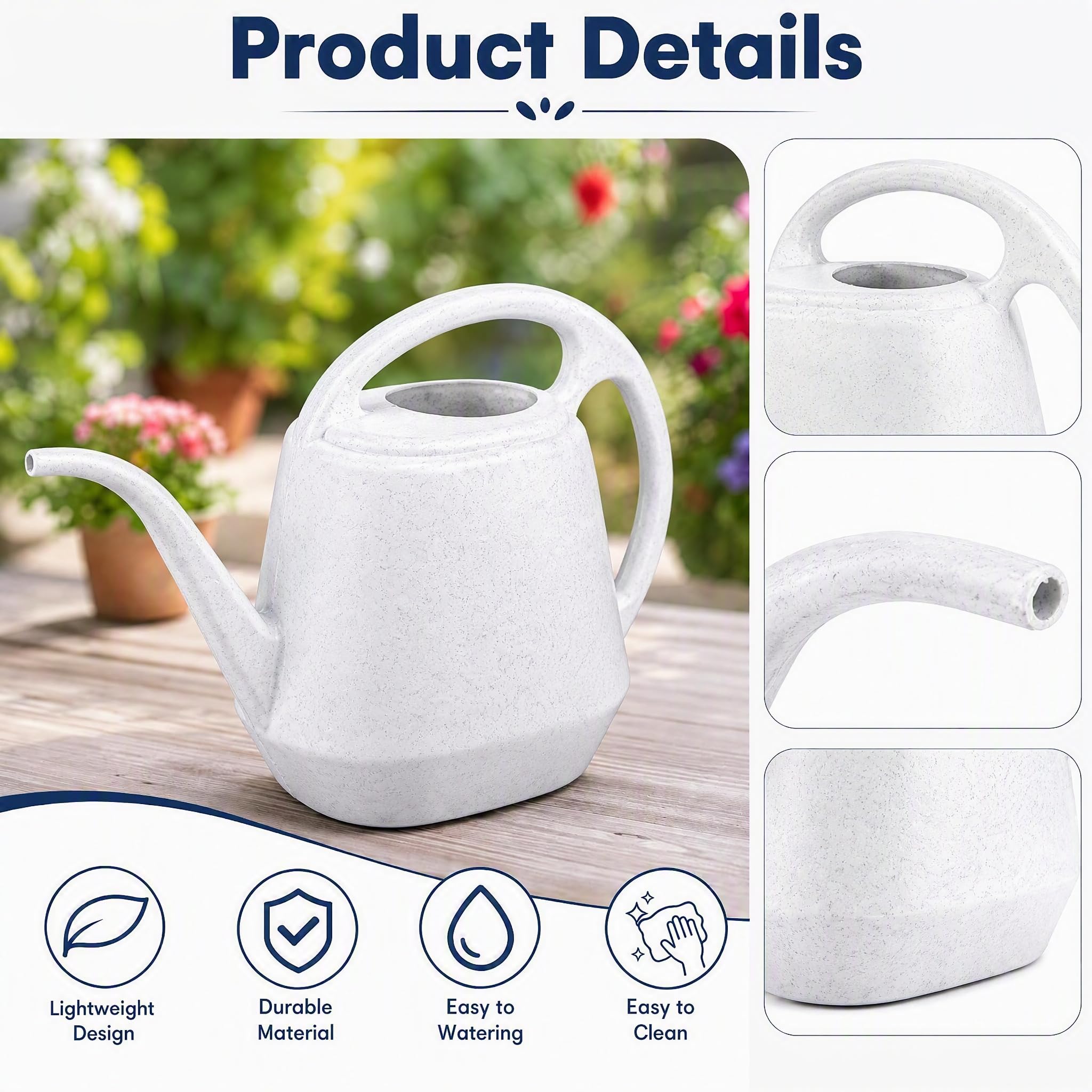 Fasmov Annaffiatoio in plastica leggero da 4 litri per giardino casa fiori bonsai pianta (grigio)