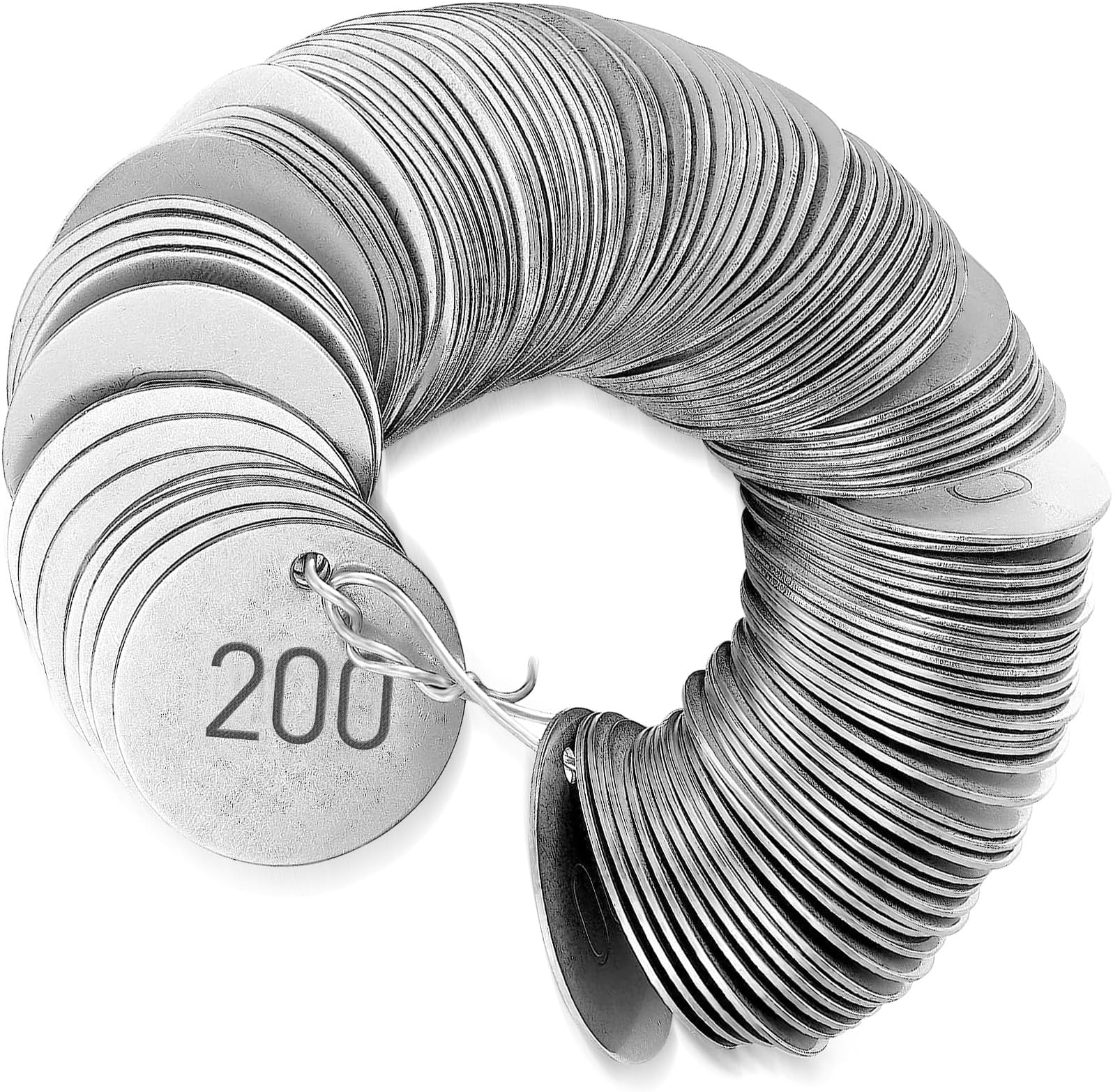 Round Tag 1-1/4 Inch Small Circle Metal Tags Number Options 001-050 Stamping Tag with Hole for Pets, Plants, Doors (200 Pieces)
