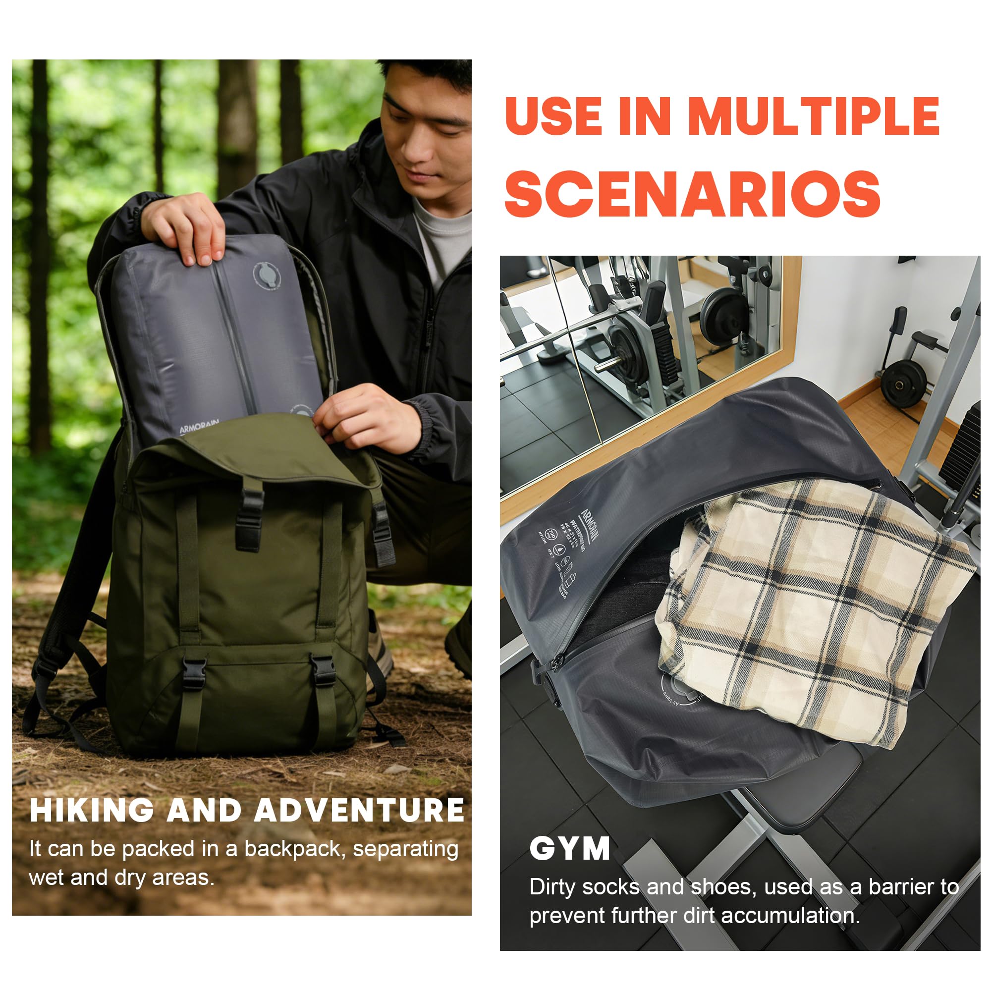 Sacchetti Sottovuoto da Viaggio, Zaino, impermeabili IPX7 Riutilizzabili a Compressione per Viaggi, zaini e Valigie, Conservazione Domestica Sacchetti ermetici per indumenti (40L)