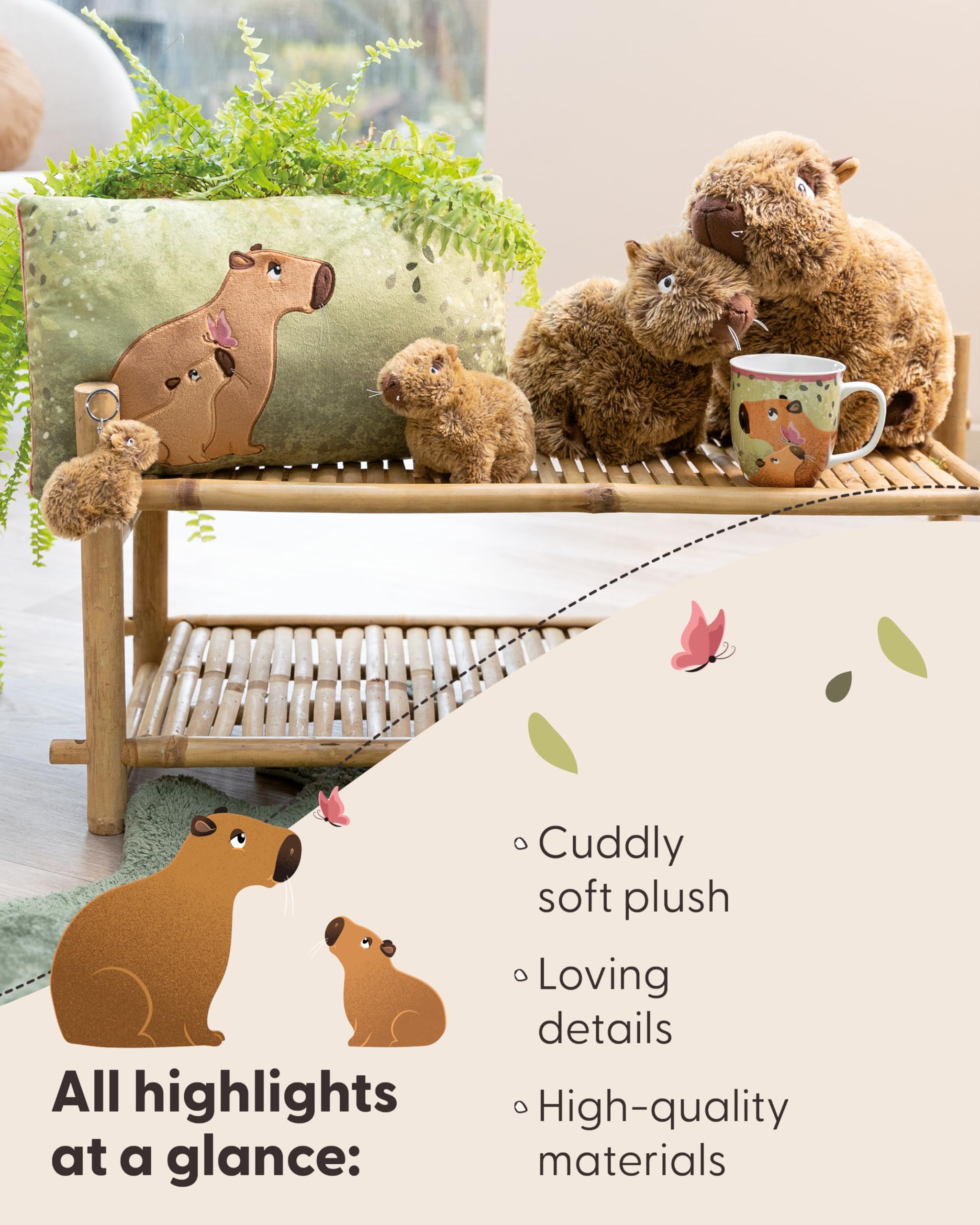 NICI poduszka przytulanka Capybara Capy-Barbara 43 x 25 cm - Puszysta poduszka przytulanka Capybara dla dziewczynek, chłopców i niemowląt, prostokątna poduszka pluszowa - 61226