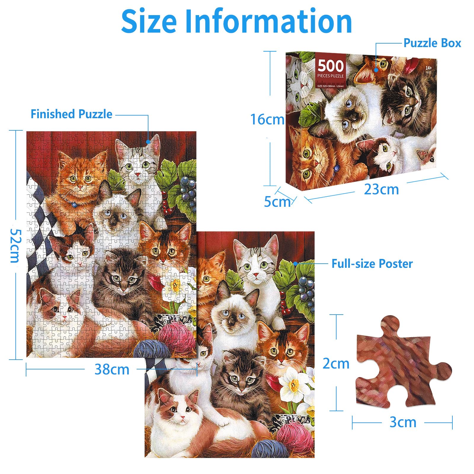 Amazon | CHengQiSM 500ピース ジグソーパズル 猫 ネコの写真 パズル
