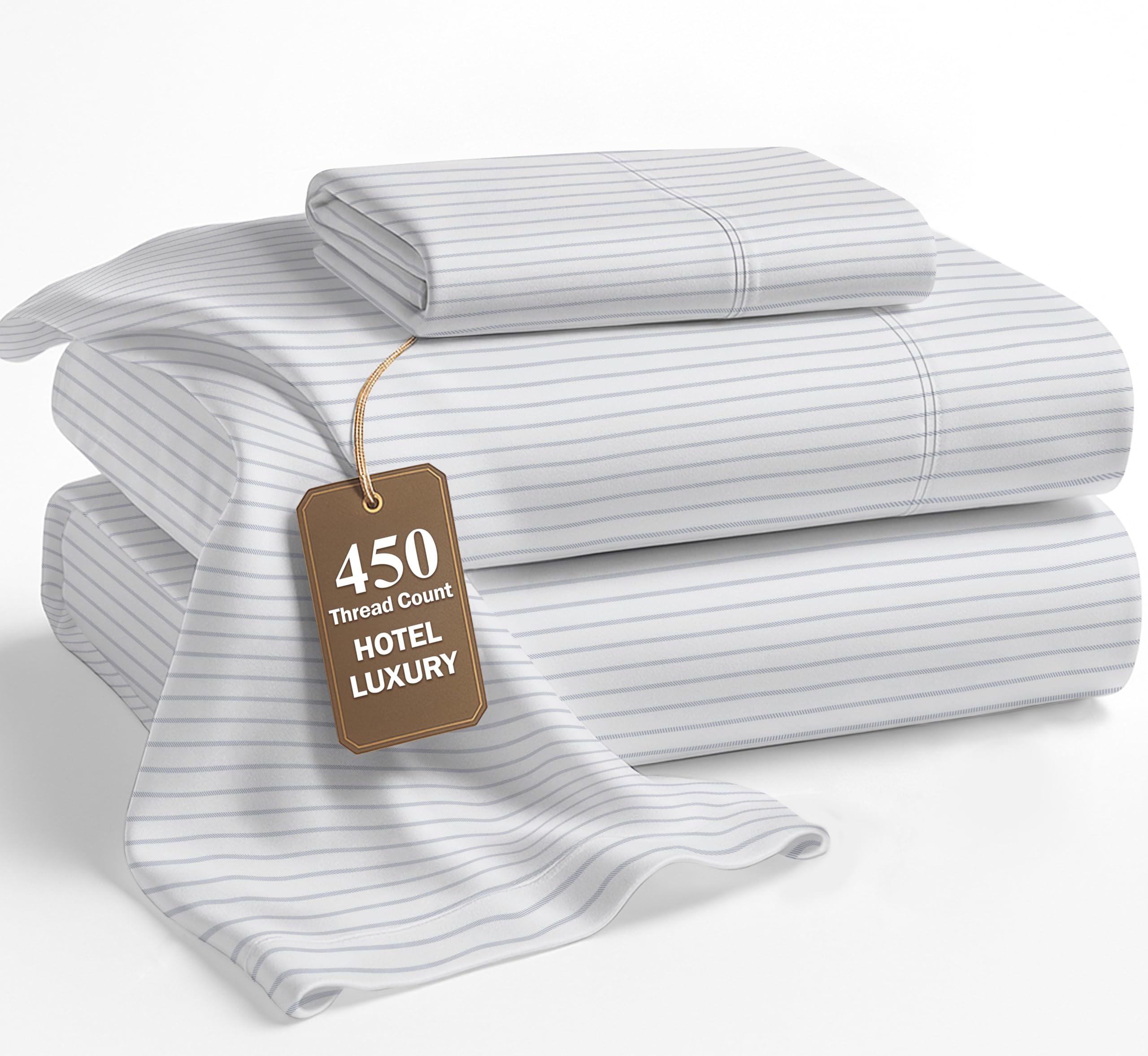 Lane Linen 100% Cotton Bed Sheets – 450 Thread Count Cooling Sheets Queen, Durable Daily Use Bedding, Value Comfort for Nightly Rest, Hotel Sateen Finish, Snug Fit 15" Deep Pocket Fitted Sheet – Taupe — view 11