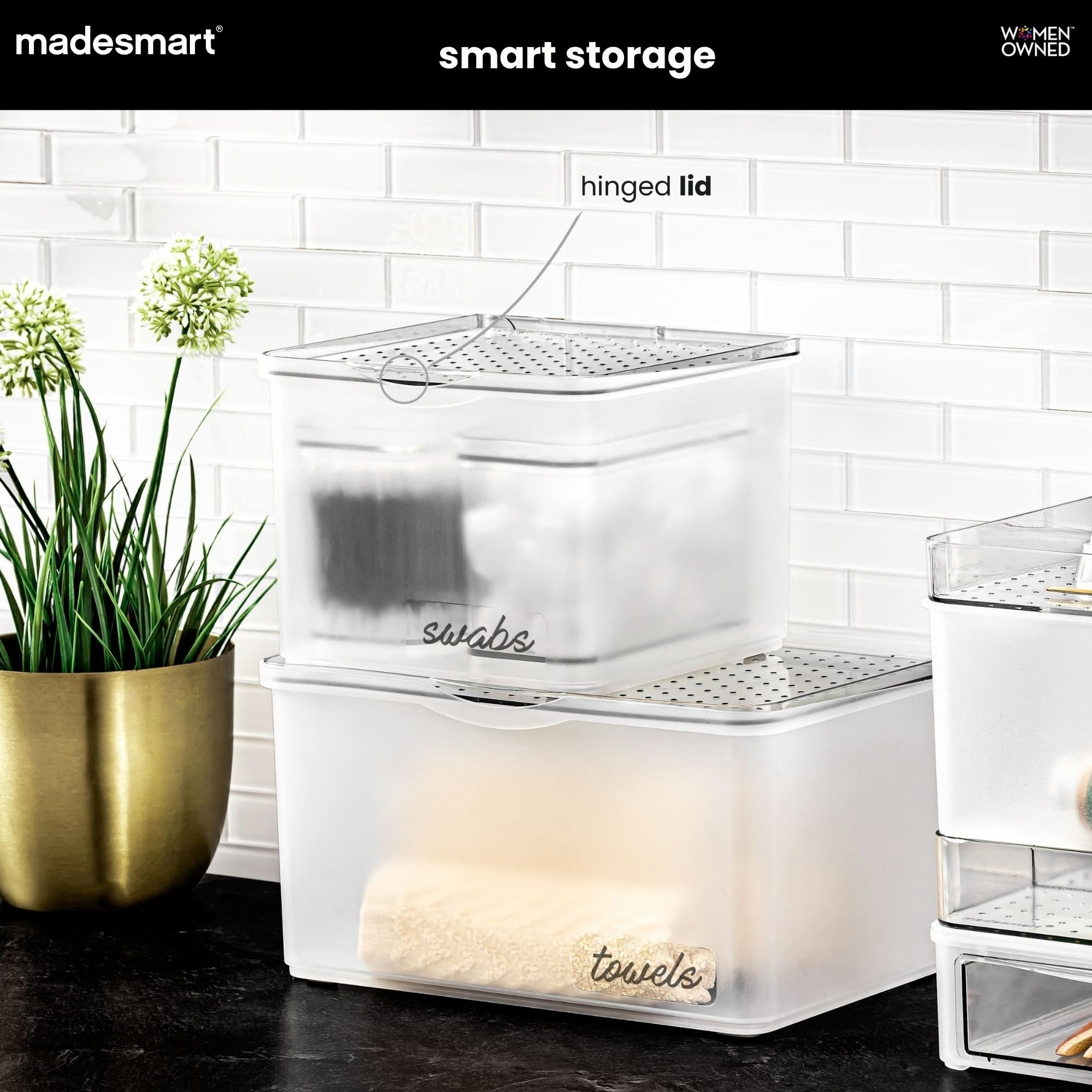 madesmart Frosted Lid Bin - Blue -3 madesmart Frosted Lid Bin - Blue -3