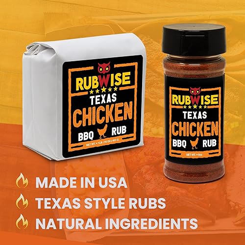 Miniatura 5 de RubWise Texas Style BBQ Chicken Rub (1 libra) sin MSG, especias tejanas prémium para ahumar y asar a la parrilla, ideal para aves de corral, pavo,