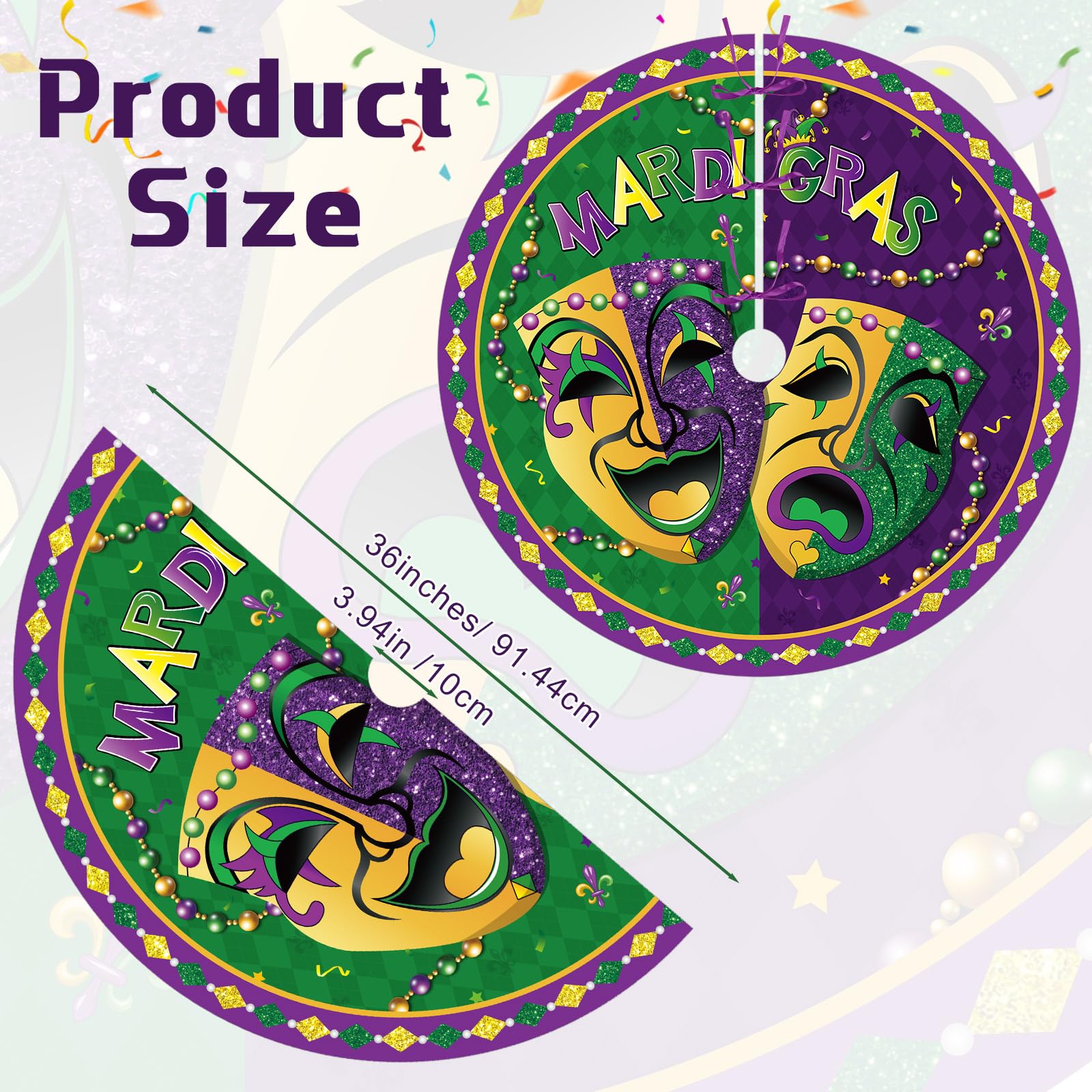 BlossomSound Carnival 36 Inch Masquerade Party Tree Mat - Mardi Gras Theme Decoration