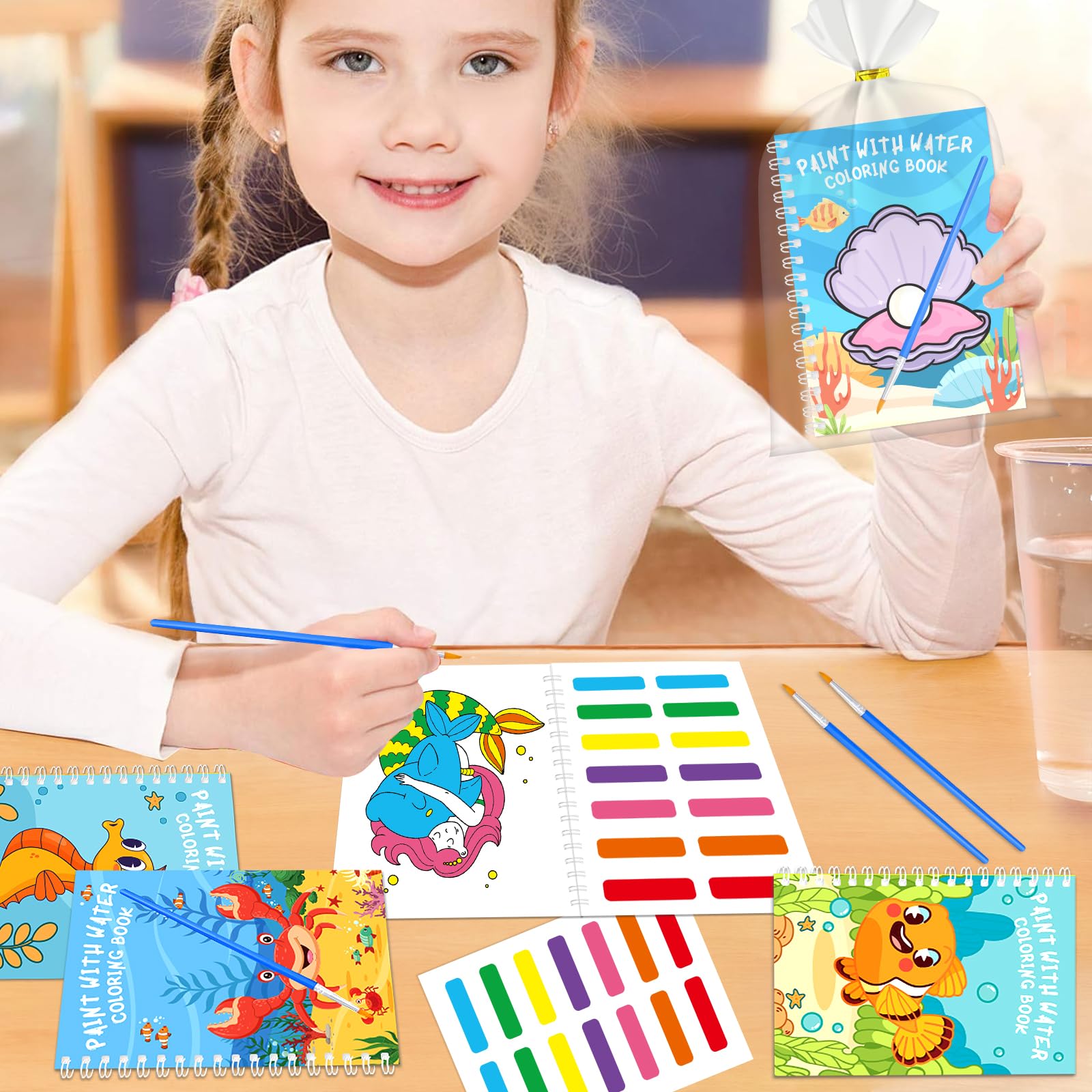 24 libri da colorare ad acqua sotto il mare bomboniere, Beach Ocean Mini libri da colorare sfusi per bambini compleanno aula Goodie Bags Stuffers, giocattoli estivi libri attività libri di fine anno