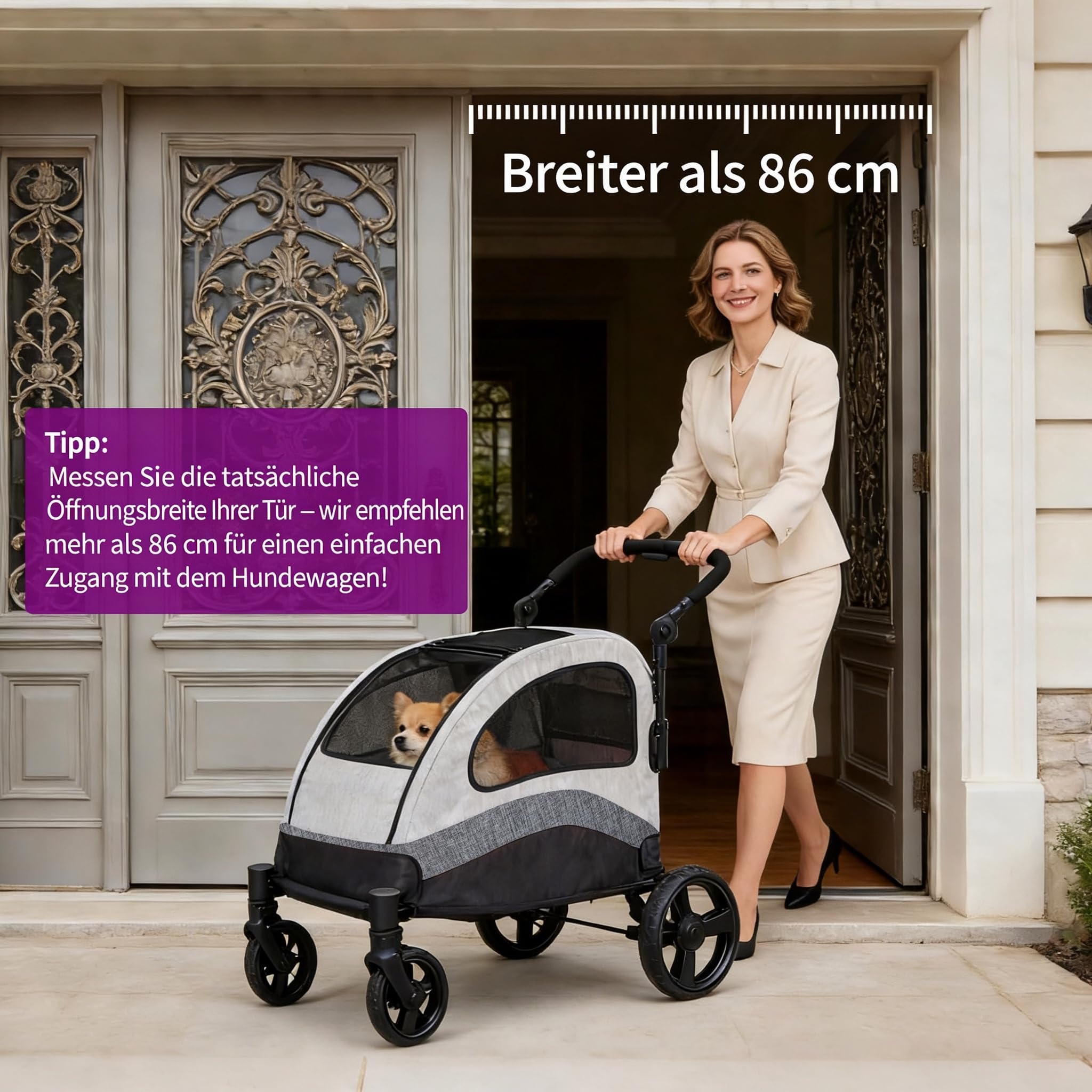 IDEALHOUSE Hundebuggy PC406 112x57x105cm 1 Stück Schwarz Stahl bis 30kg Transport