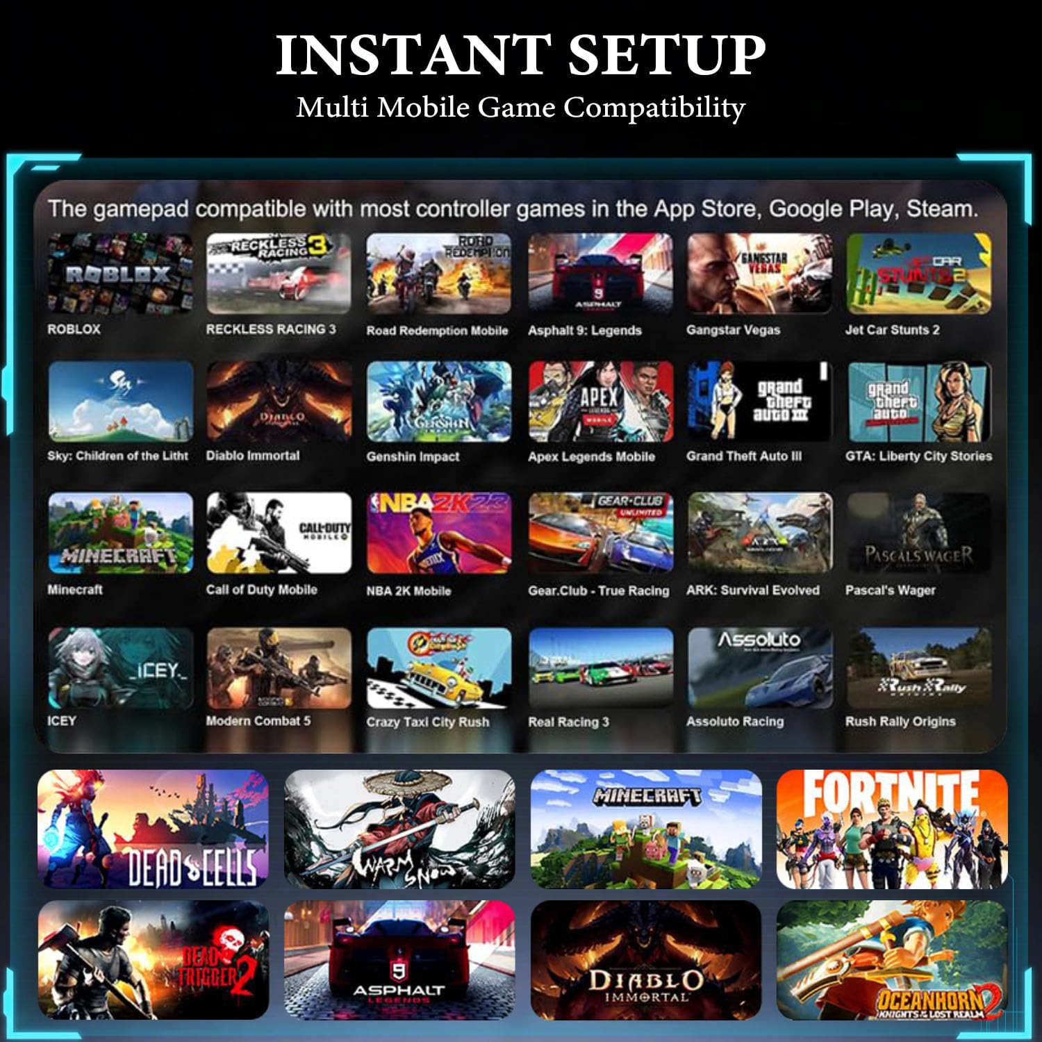 ATUTEN Phone Game Controller Android, Mobile Gaming Controller for iphone 16/15 Stream Pc/Xbox/Ps5 Games on Mobile Phone, Dual Hall Linear Trigger, Stretch Panel Straight, Through Charging Capability