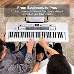 61 Piano à clavier électrique avec clés lumineuses, clavier musical portable numérique avec support de partitions de musique, Mini Organe électronique pour débutants adultes, blanc