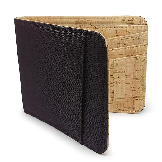 Baldwin Bifold 10 Card RFID Blocking Water Resistant Cordura Cork Wallet Onyx