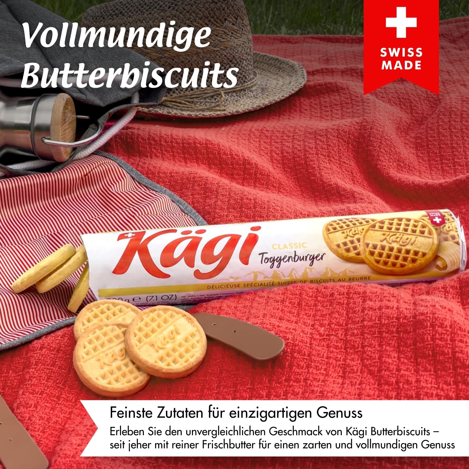 KÄGI Toggenburger Butterbiscuit Classic I Leckere Schweizer Butter Kekse I Dreierpack Knusprige Butterkekse nach Hausrezept I Köstliches Kaffeegebäck 3x200g I Butterplätzchen aus Frischbutter