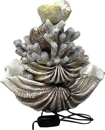 Miniatura 5 de Fuente de carcasa de arrecife de coral de 10.5 pulgadas de alto para interiores con luces LED y bomba de motor ajustable (cable de alimentación