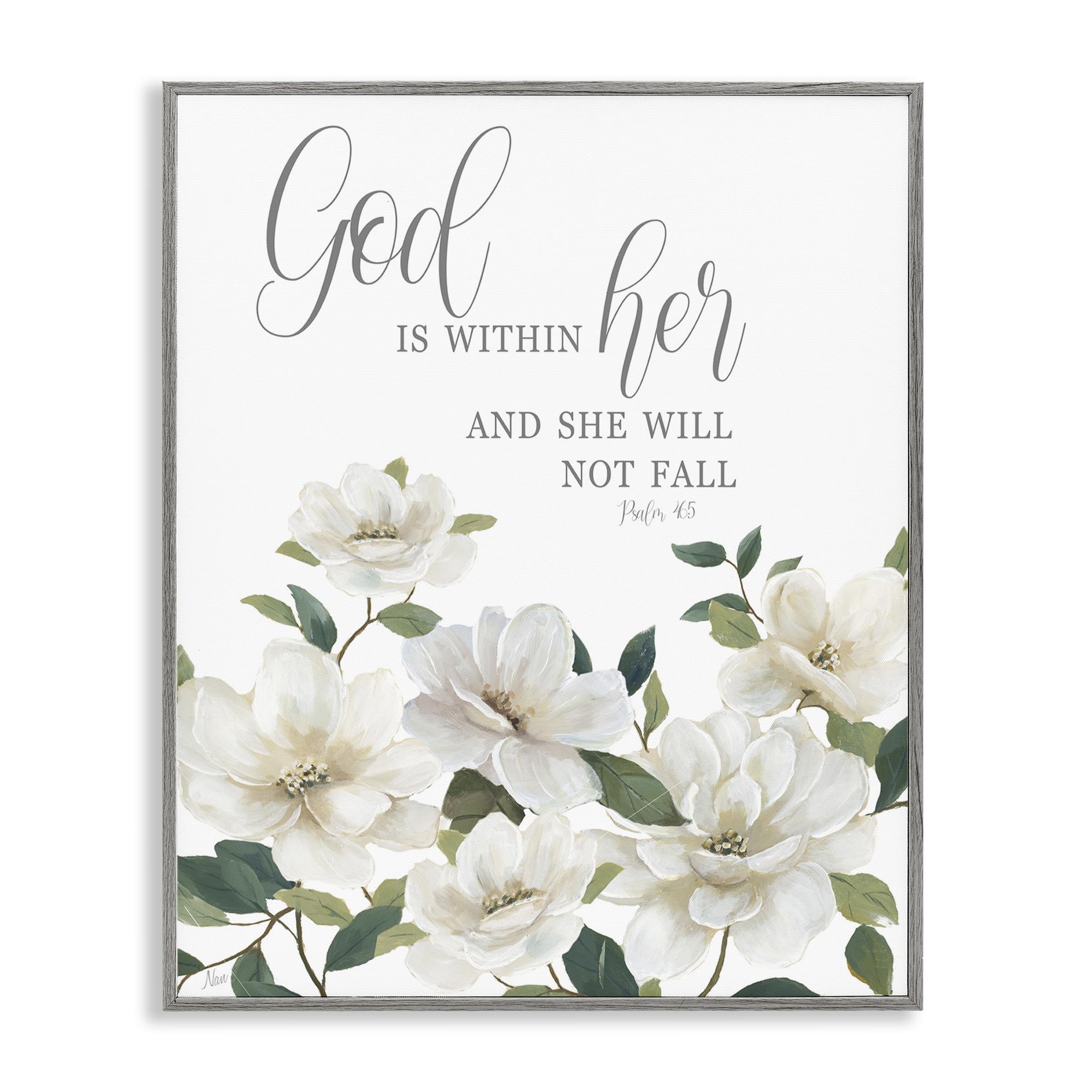 Stupell Industries 'God Is Within Her', Framed Giclee Art, Gray, 24 x 30 Inches, Easy to Hang and Sturdy, Made in USA, by Nan