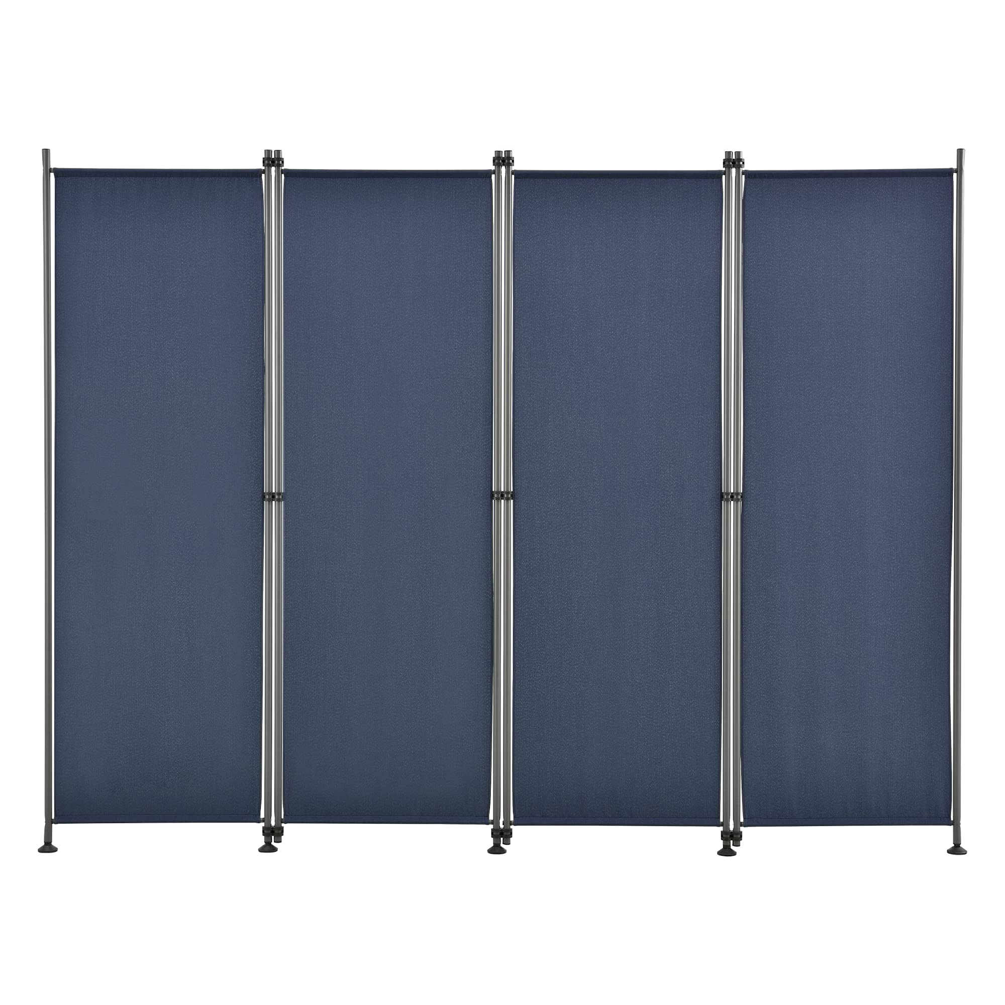 Paravent de Confidentialité Brise-Vue Séparateur à 4 Panneaux Résistant pour Extérieur Intérieur Acier Polyester 215 x 170 cm Bleu Foncé