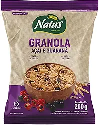 Natu's, Granola com Açaí e Guaraná, 65,3% Integral, Super Crocante, Fonte de Fibras, Cereal Matinal, 250g