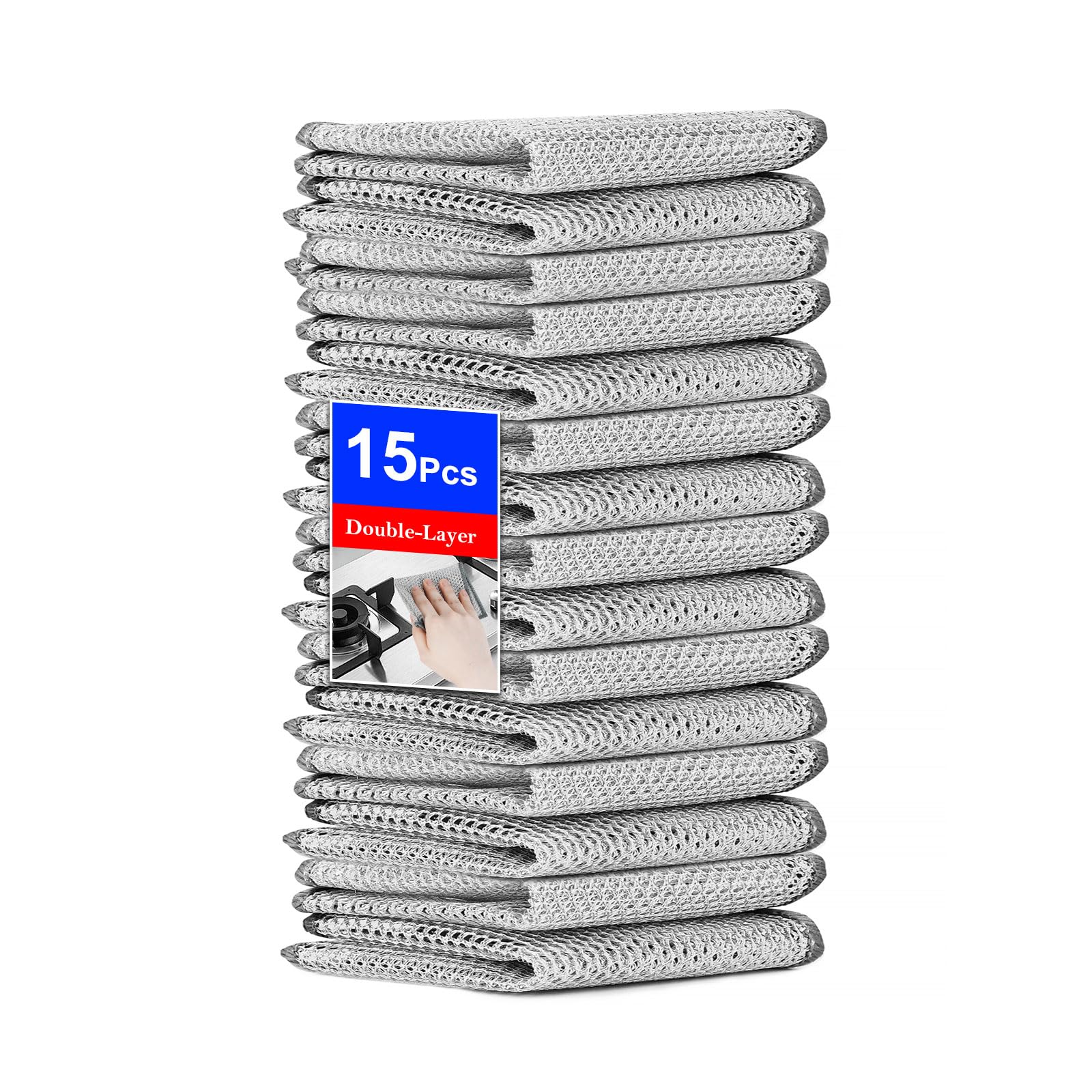 UFOGIFF 15PCS Multipurpose Wire Dishwashing Rag,Non Scratch Wire Dishcloth, Reusable Steel Wool Scrubber,Non-Scratch&Quick-Drying&Odor-Resistant