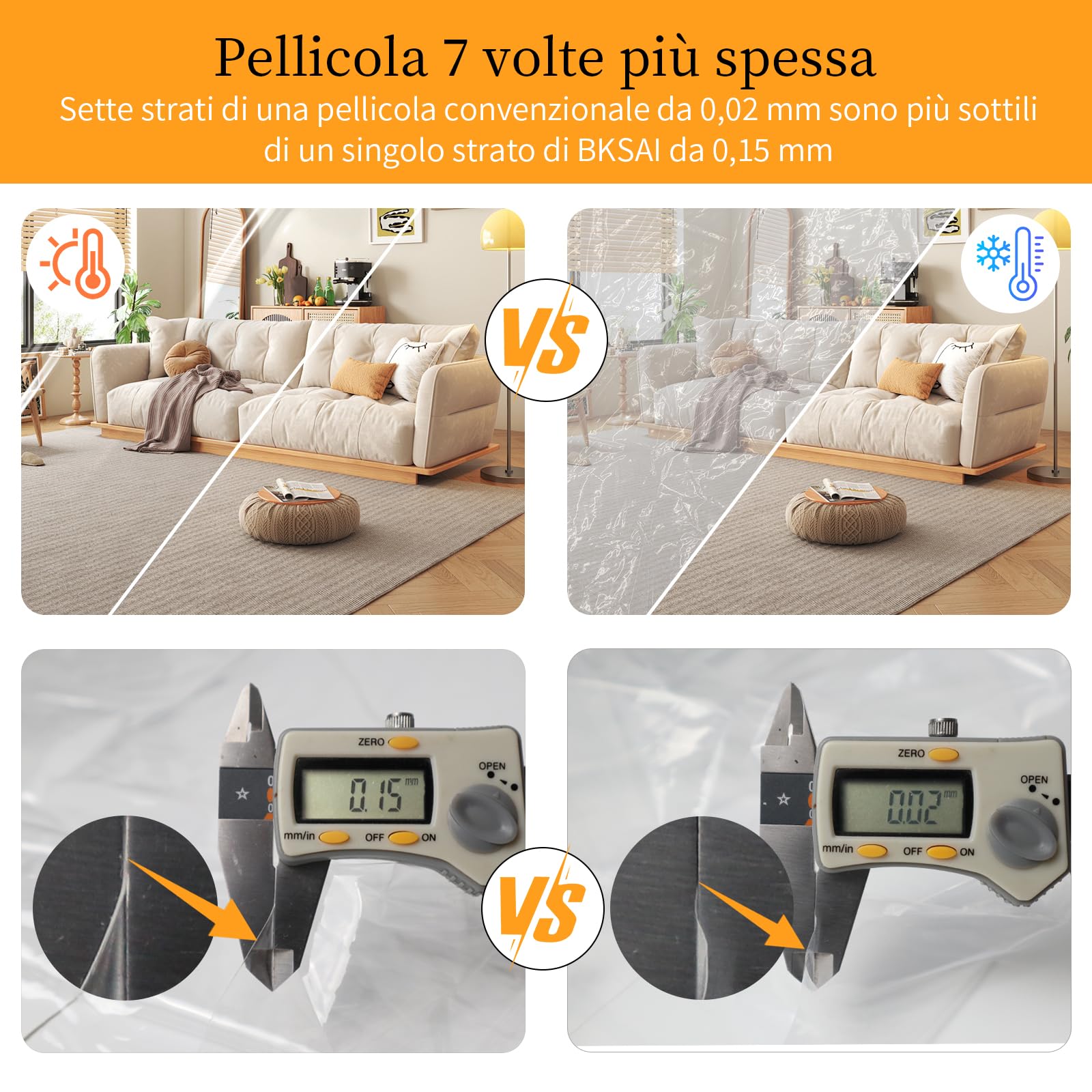 BKSAI Pellicola termica per finestre, contro il freddo, 100 x 150 cm | Tagliabile, pellicola protettiva dal freddo, isolamento termico, contro la condensa