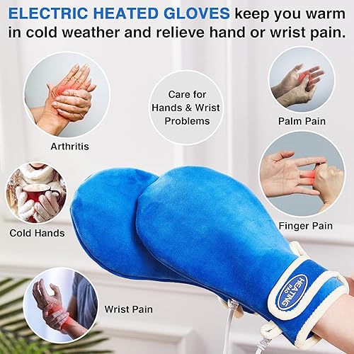 Miniatura 7 de JOBYNA Almohadilla térmica para manos y muñecas, 2 mitones calentados a mano para aliviar el túnel carpiano, manos de artritis, dedo gatillo,