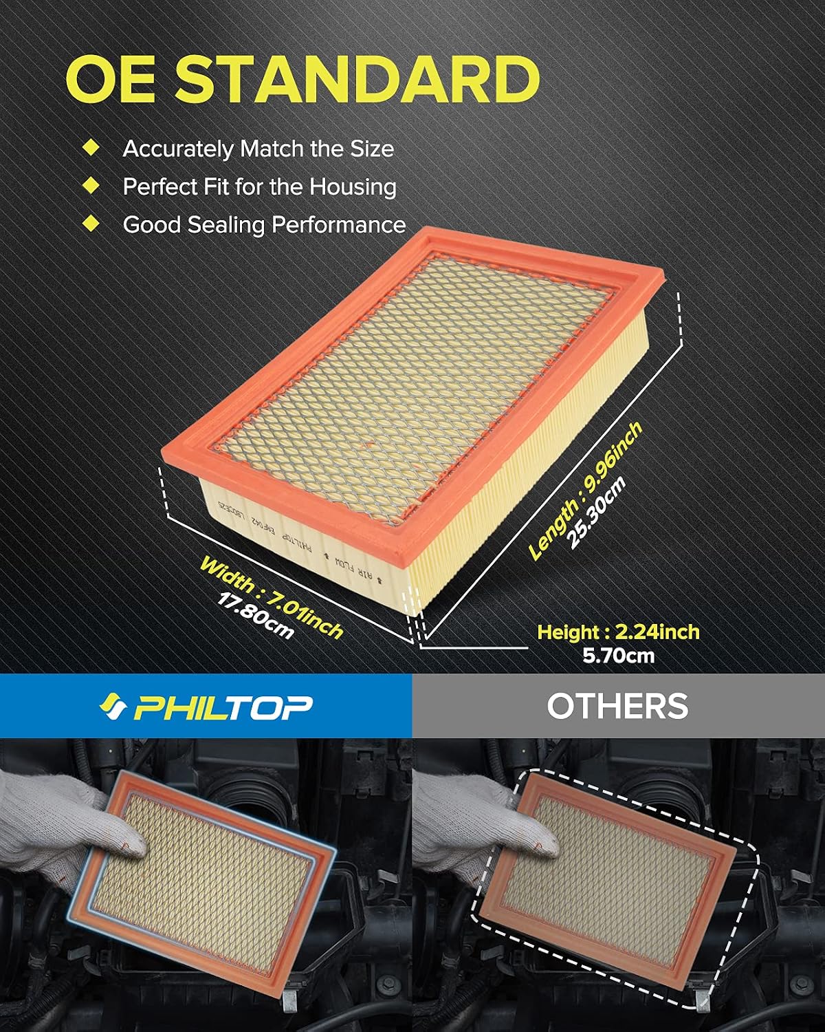 PHILTOP Engine Air Filter, EAF042 (CA8997) Replacement for Escape, Taurus, Tribute, Mariner, Sable, Pack of 1