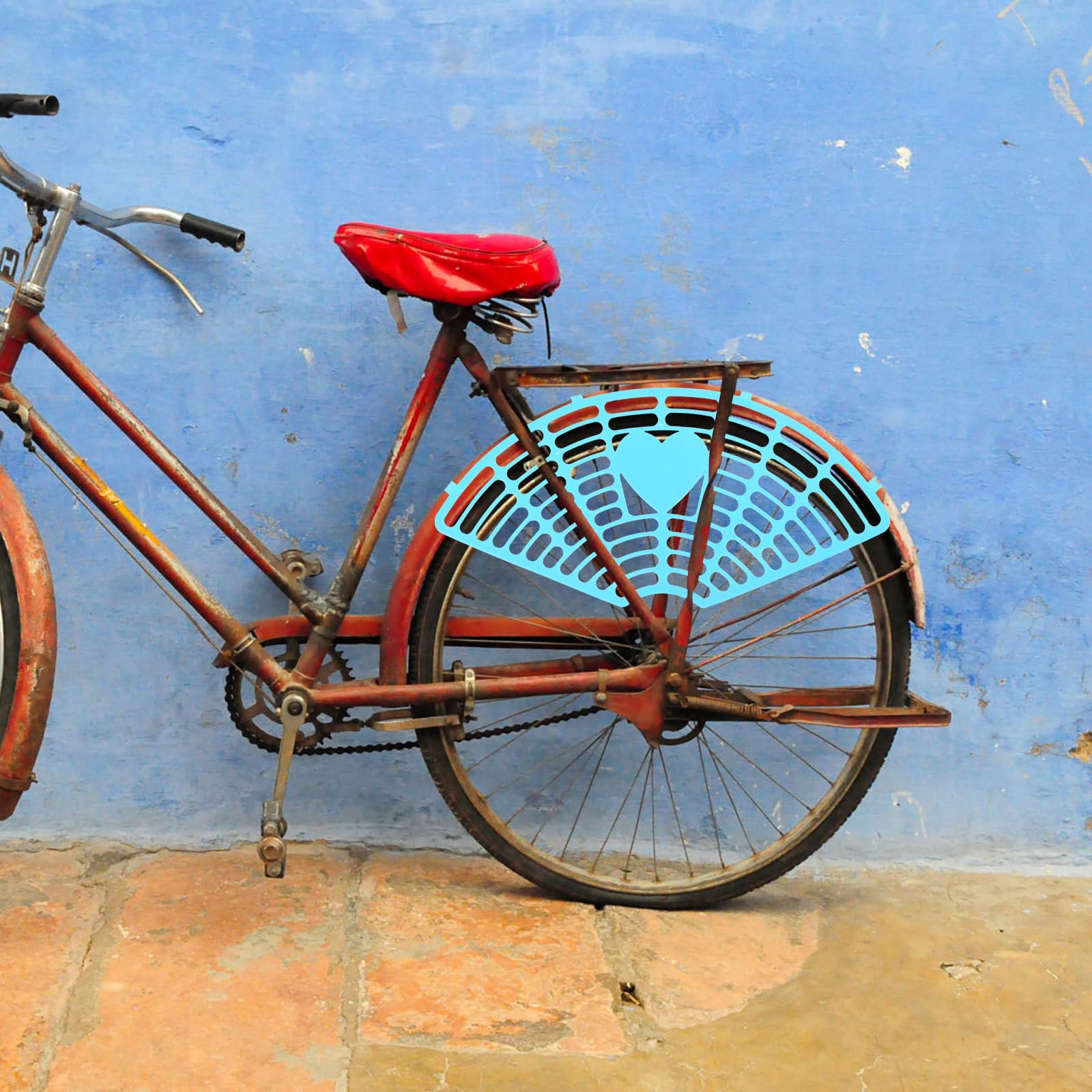 Vaguelly Fahrrad Schutzhülle Fahrrad Hinterradnetz mit Rücksitz Schutznetz 2 Räder Heckträger aus Kunststoff in Blau 2stücke zur Sicheren Heckträger Abdeckung für Kinder und Damen